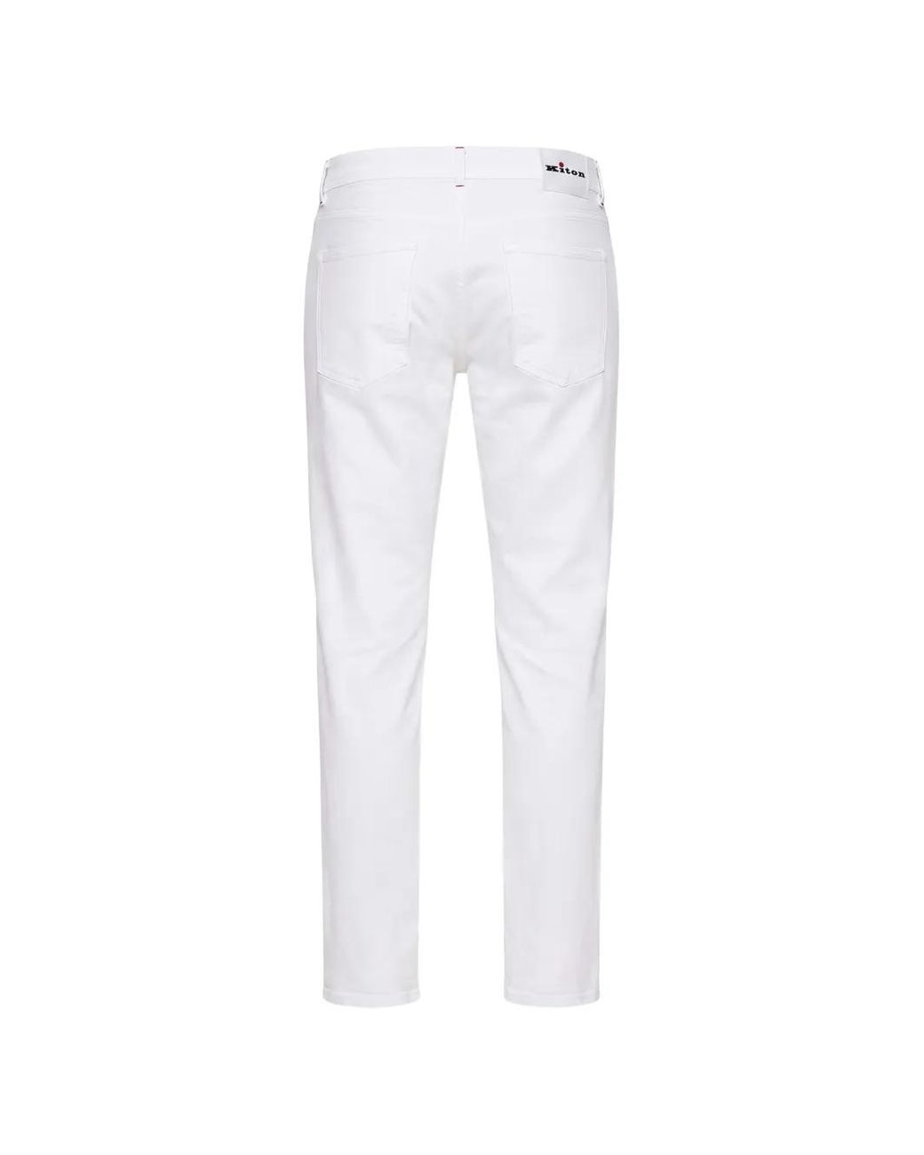 Kiton White Logo-Patch Jeans for men