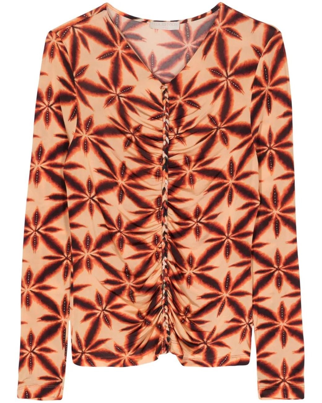Ulla Johnson Orange Braid-Detailing Floral-Print Jersey