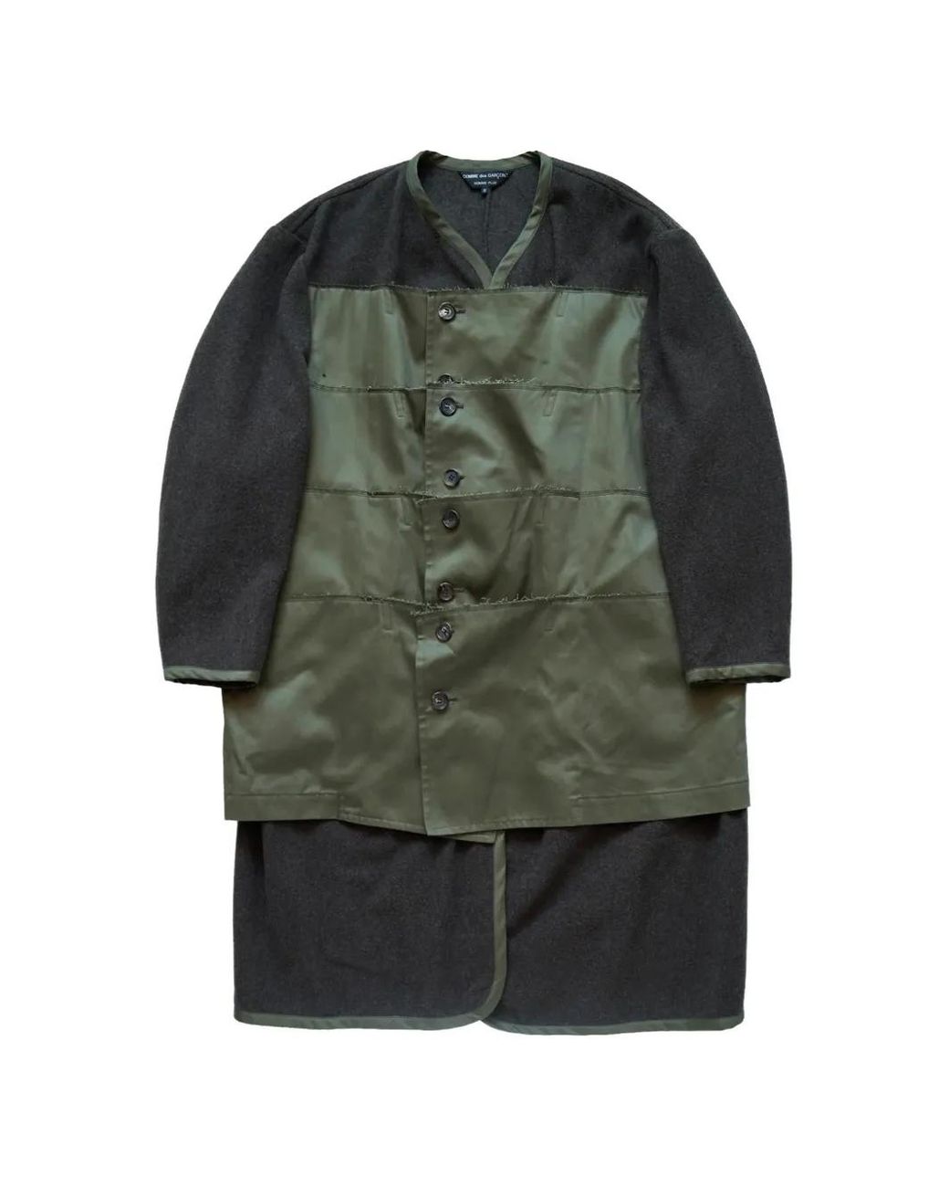 Comme des Garçons Green Patched Collarless Coat for men