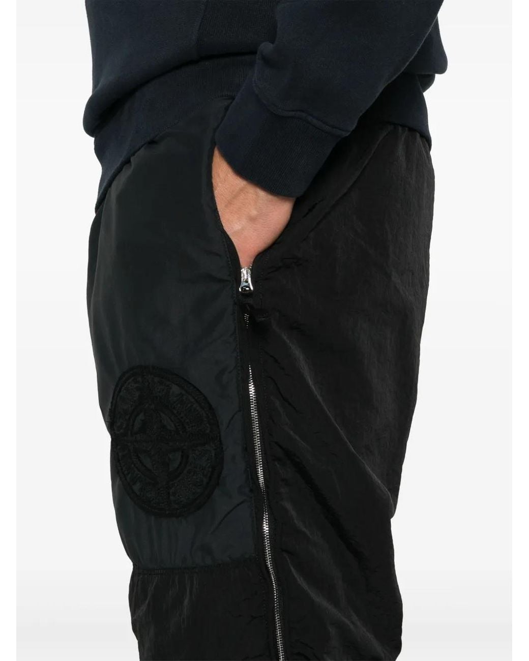 Stone Island Black Logo-Embroidered Track Pants for men