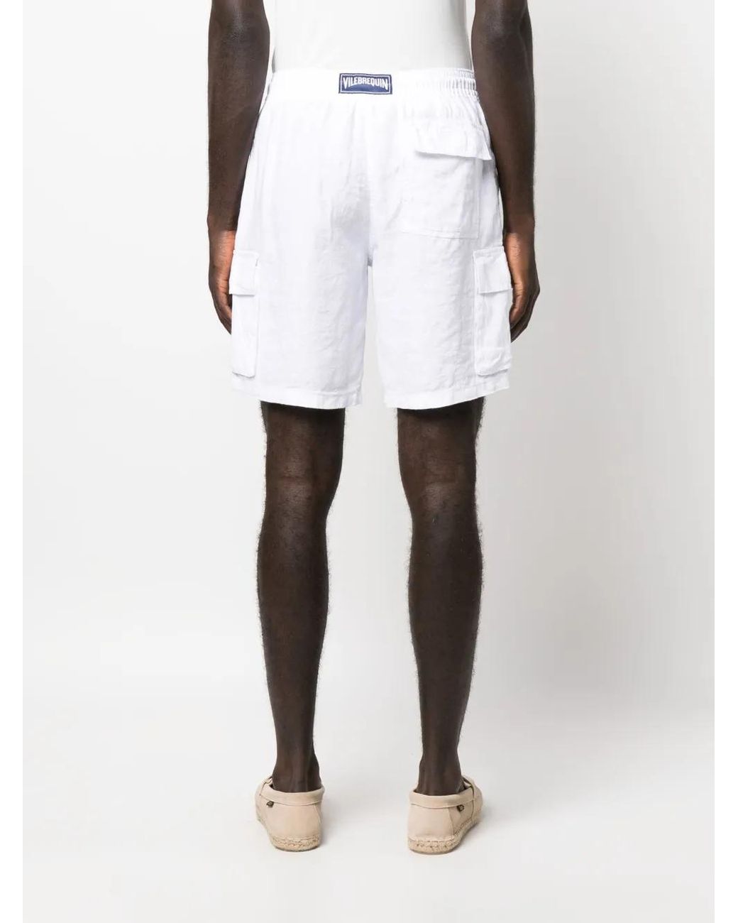 Vilebrequin White Logo-Patch Linen Shorts for men