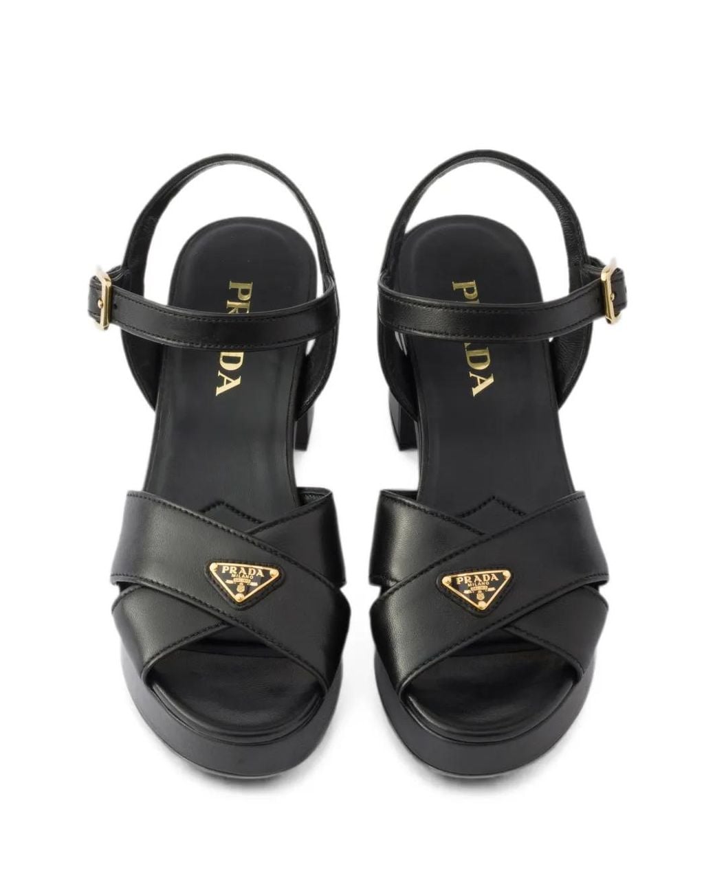 Prada Black Nappa Leather Platform Sandals