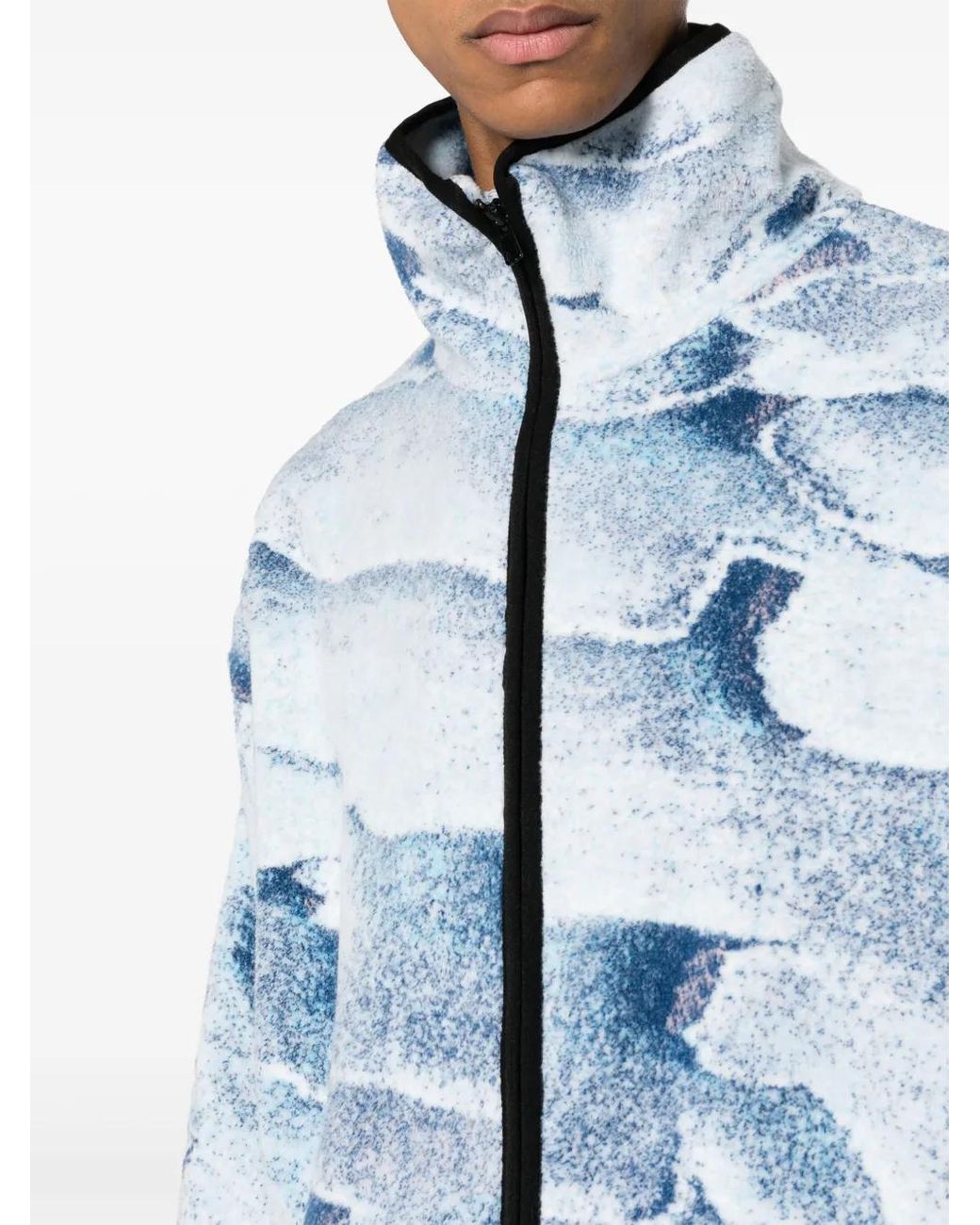 Bonsai Blue Salt Abstract-Print Zip-Up Jacket for men