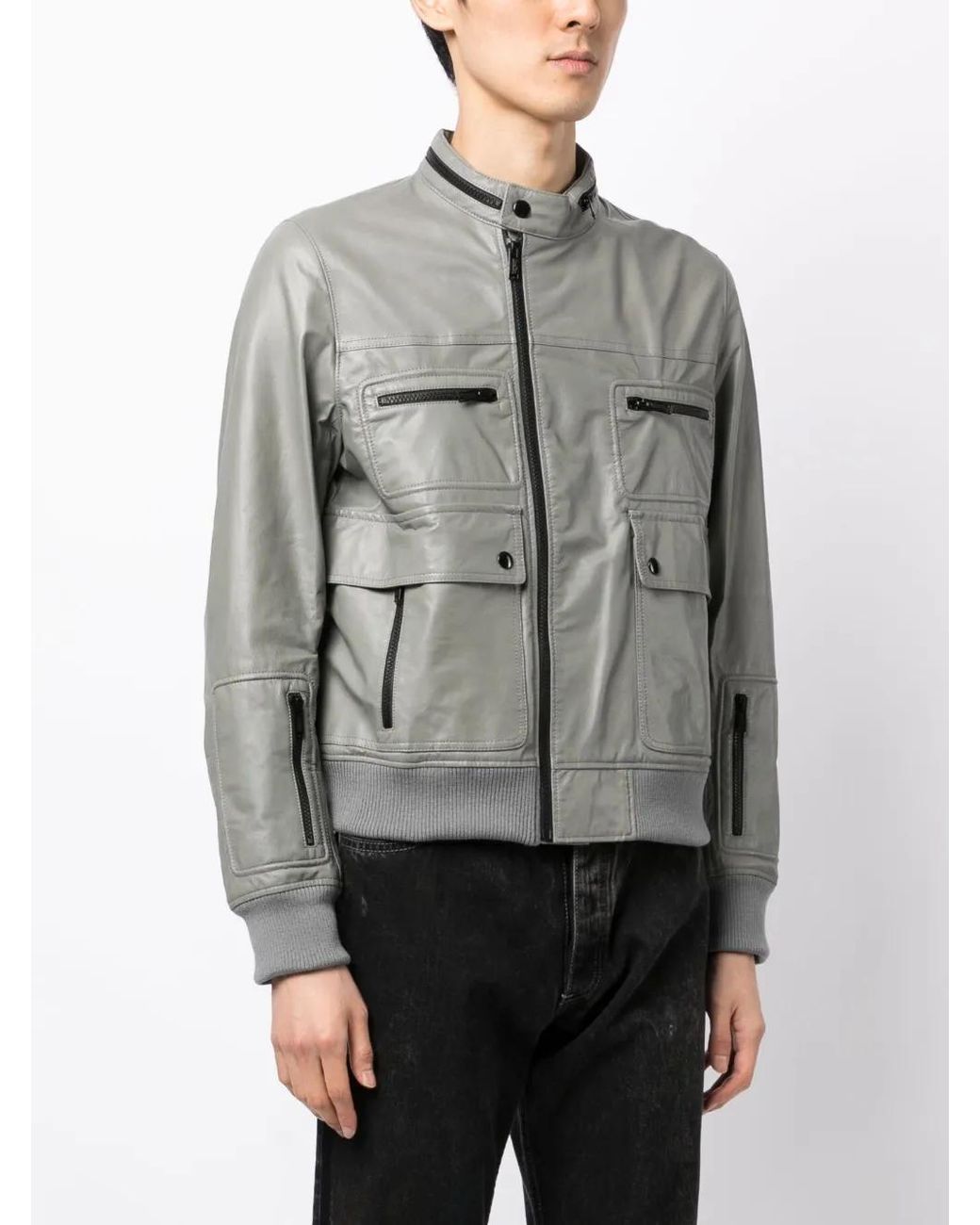 Undercover Gray Zip-Up Biker Jacket for men