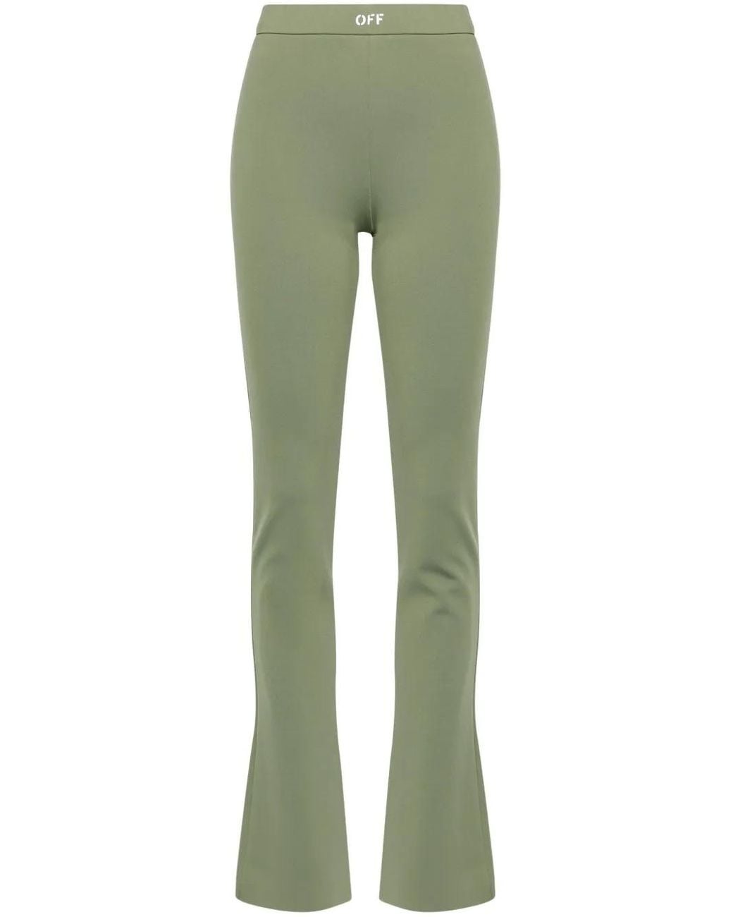 Off-White c/o Virgil Abloh Green Logo-Print Bootcut Leggings