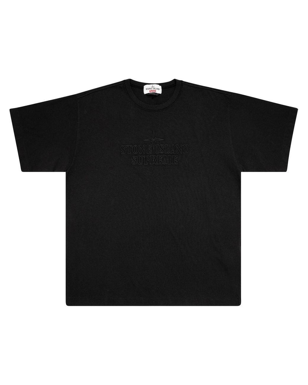 Supreme X Stone Island Embroidered-logo T-shirt in Black for Men | Lyst