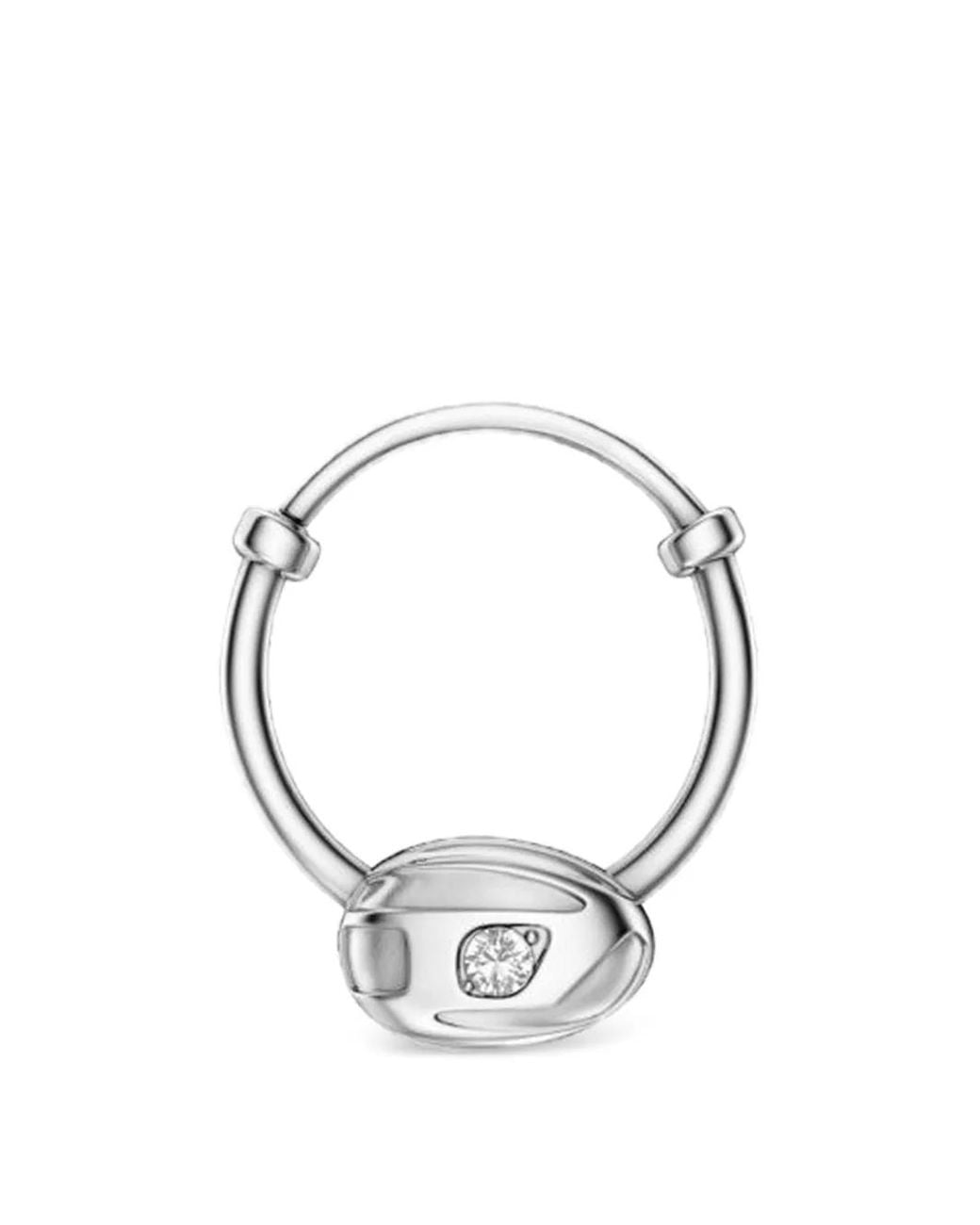 DIESEL Metallic Stainless Steel Hoop Earring