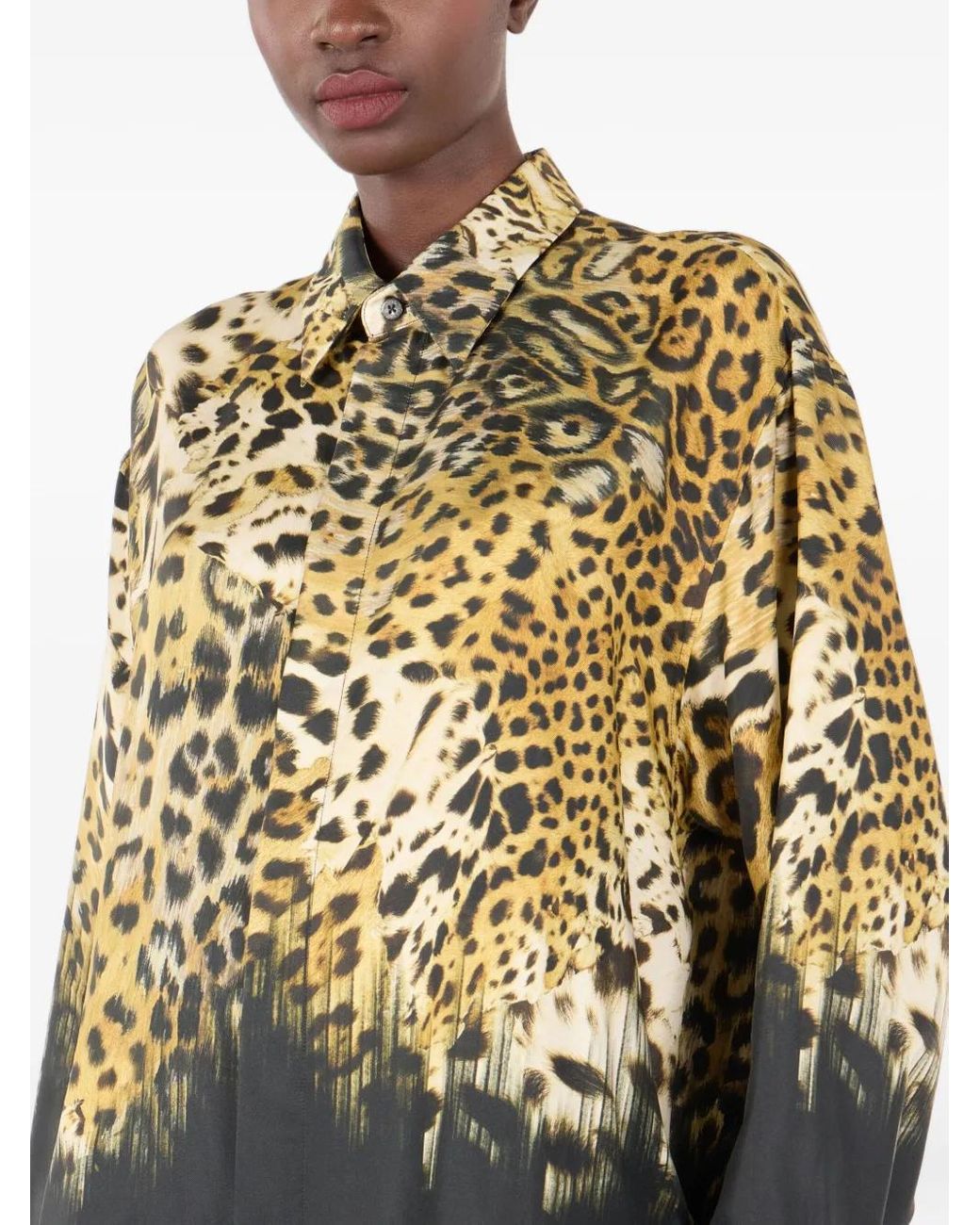 Camicia Leopardata di Roberto Cavalli in Multicolor da Uomo