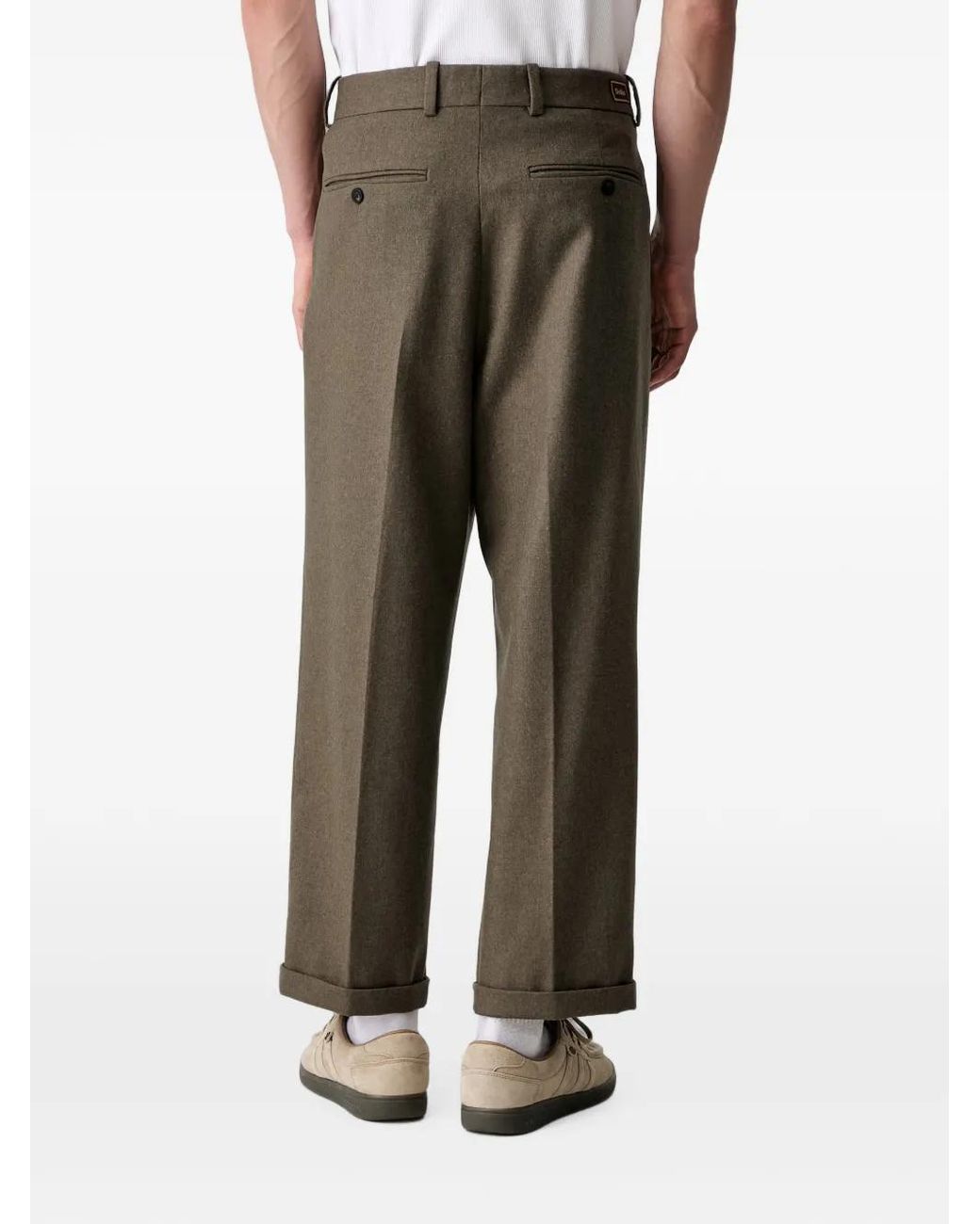 Drole de Monsieur Brown Pleated Turned-Up Trousers for men