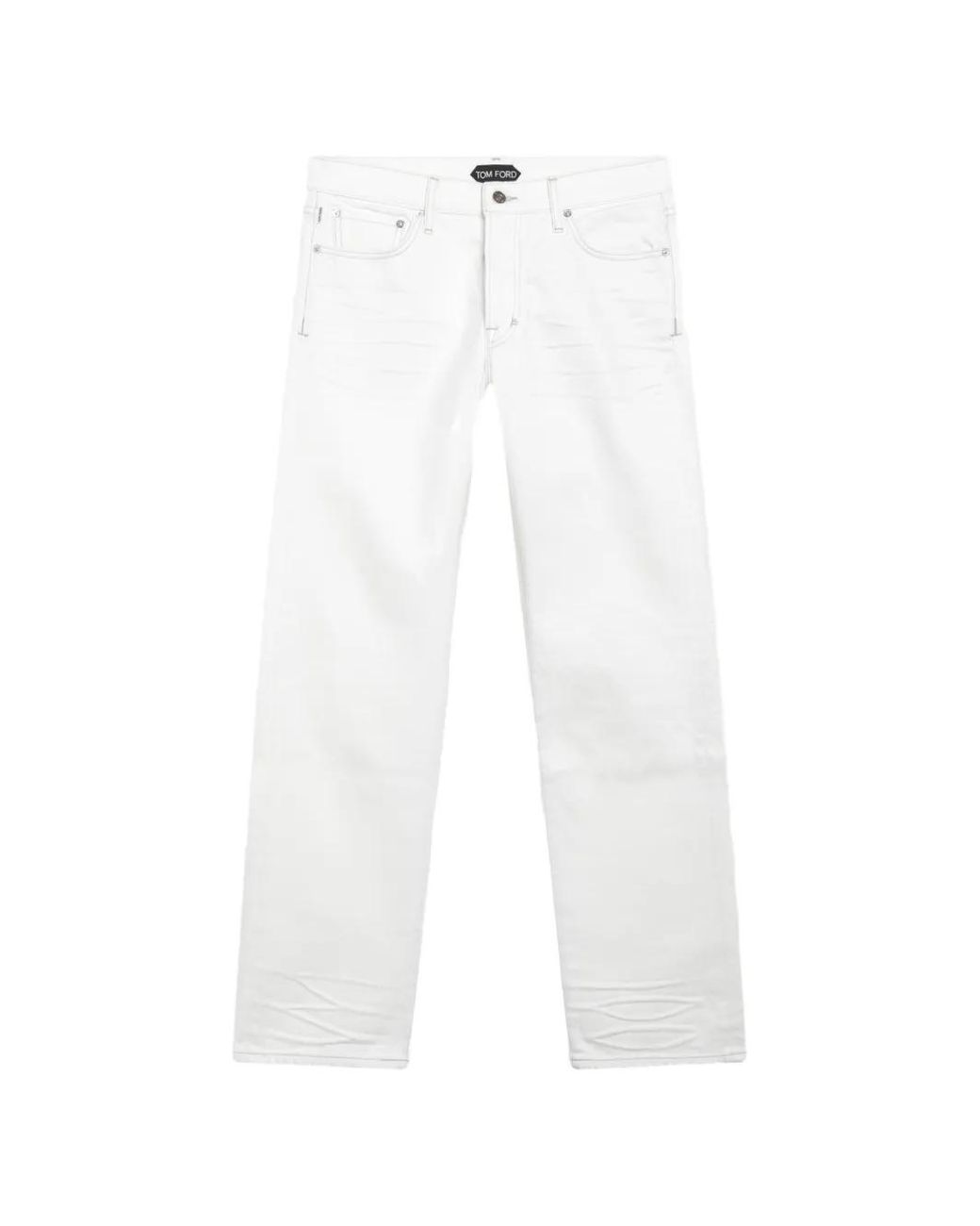 Tom Ford White Whiskered Straight-Leg Jeans for men
