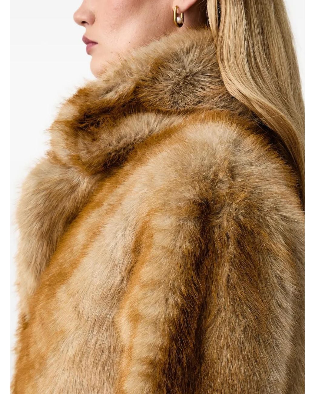 Silvian Heach Brown Faux-Fur Notch-Lapel Jacket