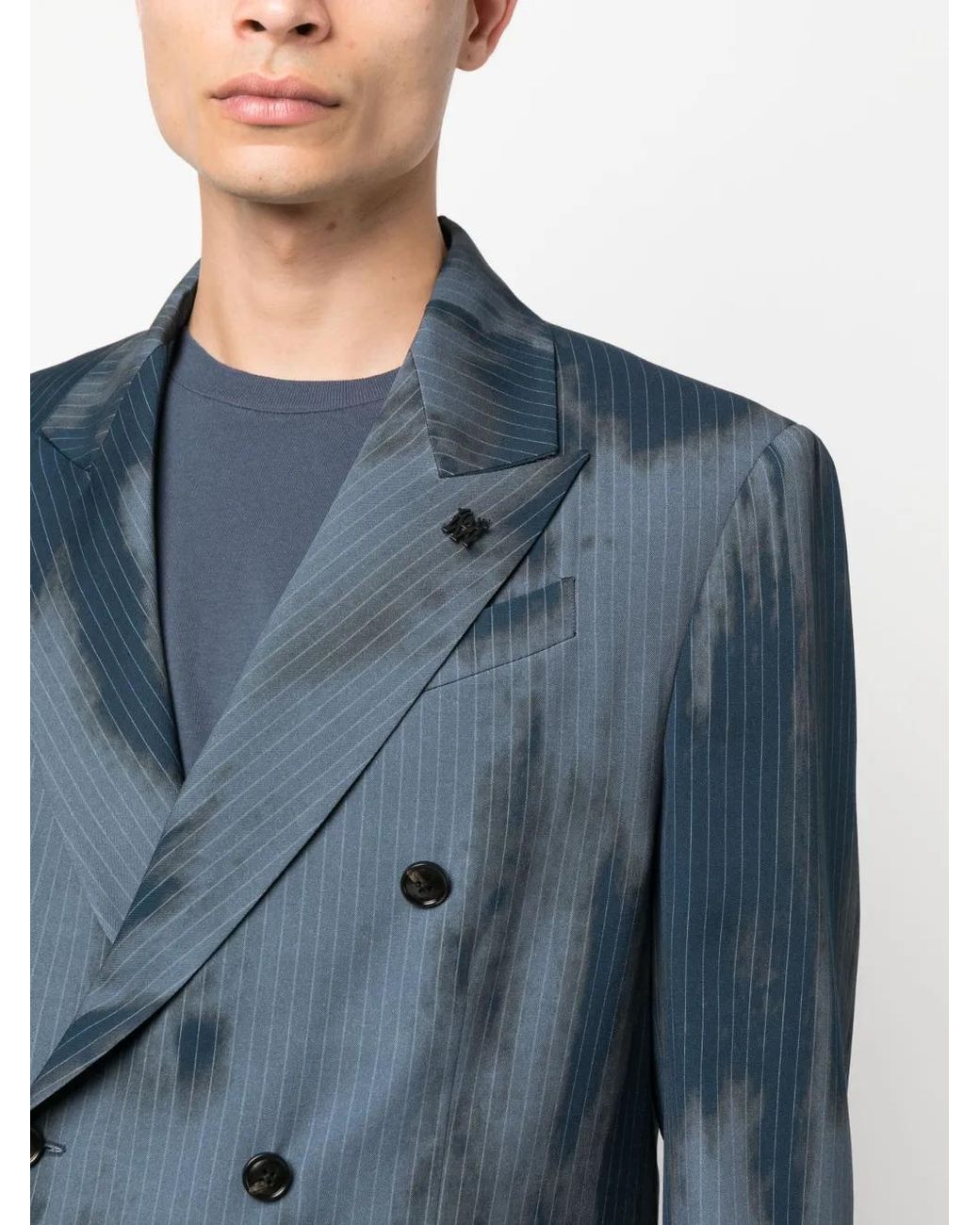Amiri Blue Double-Breasted Blazer for men