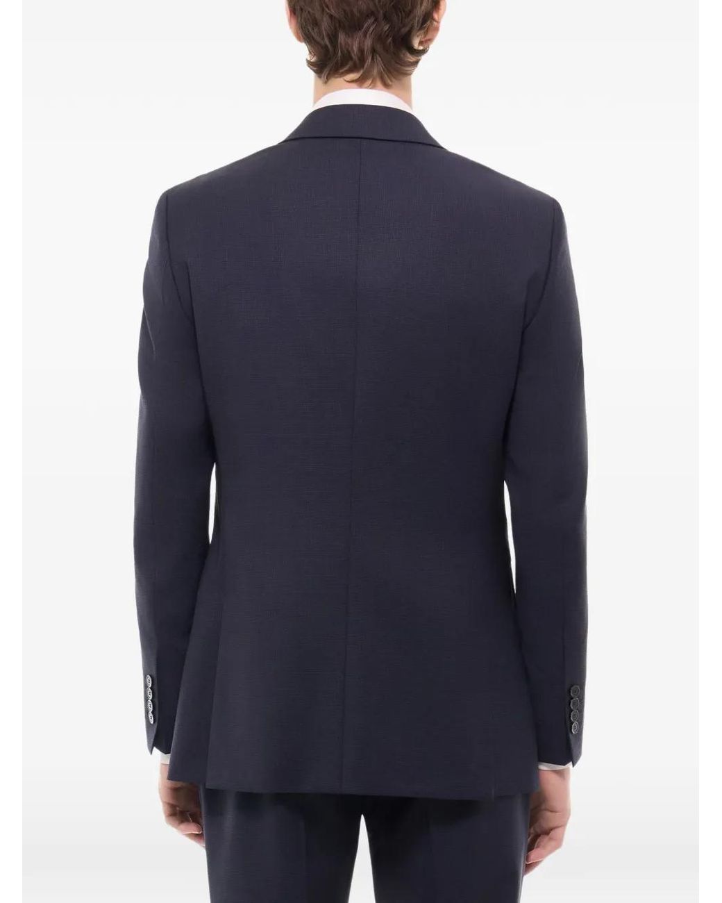 Fursac Blue Checked-Pattern Wool Blazer for men
