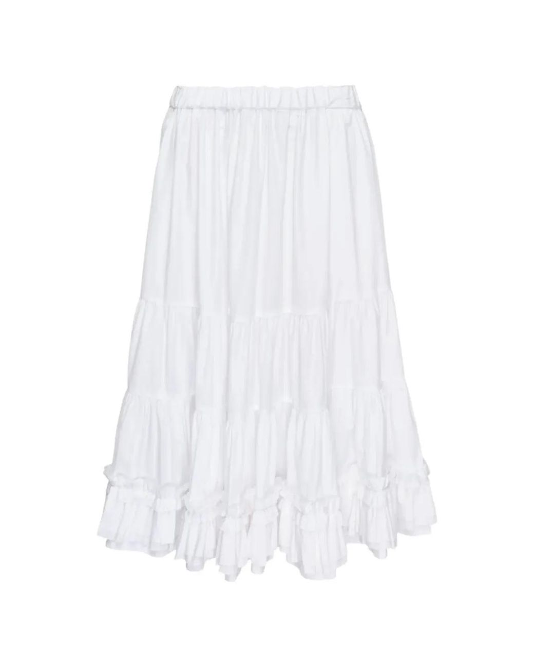 Comme des Garçons White Ruffled Tiered Skirt