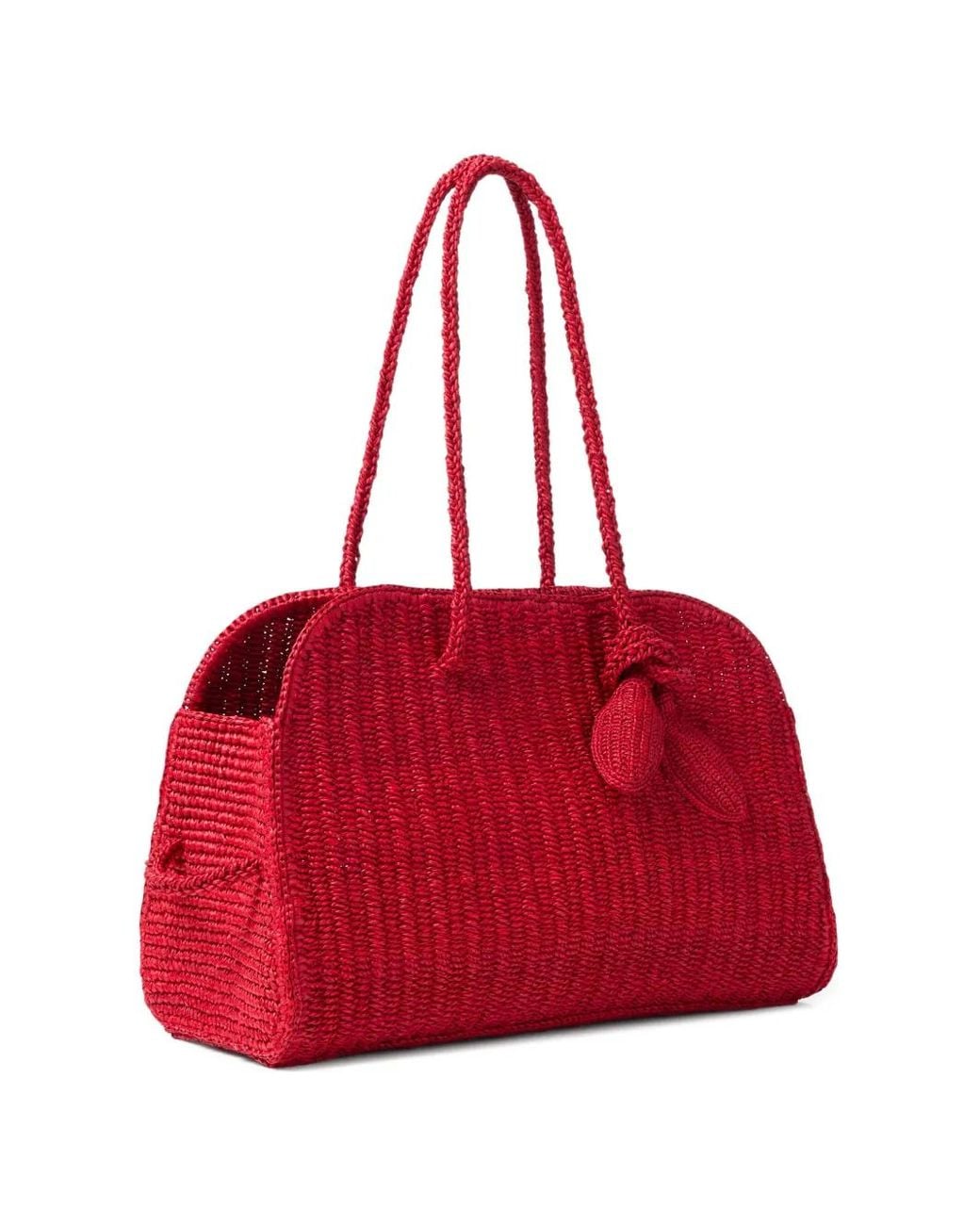 Jacquemus Red The Raffia Turismo Bag