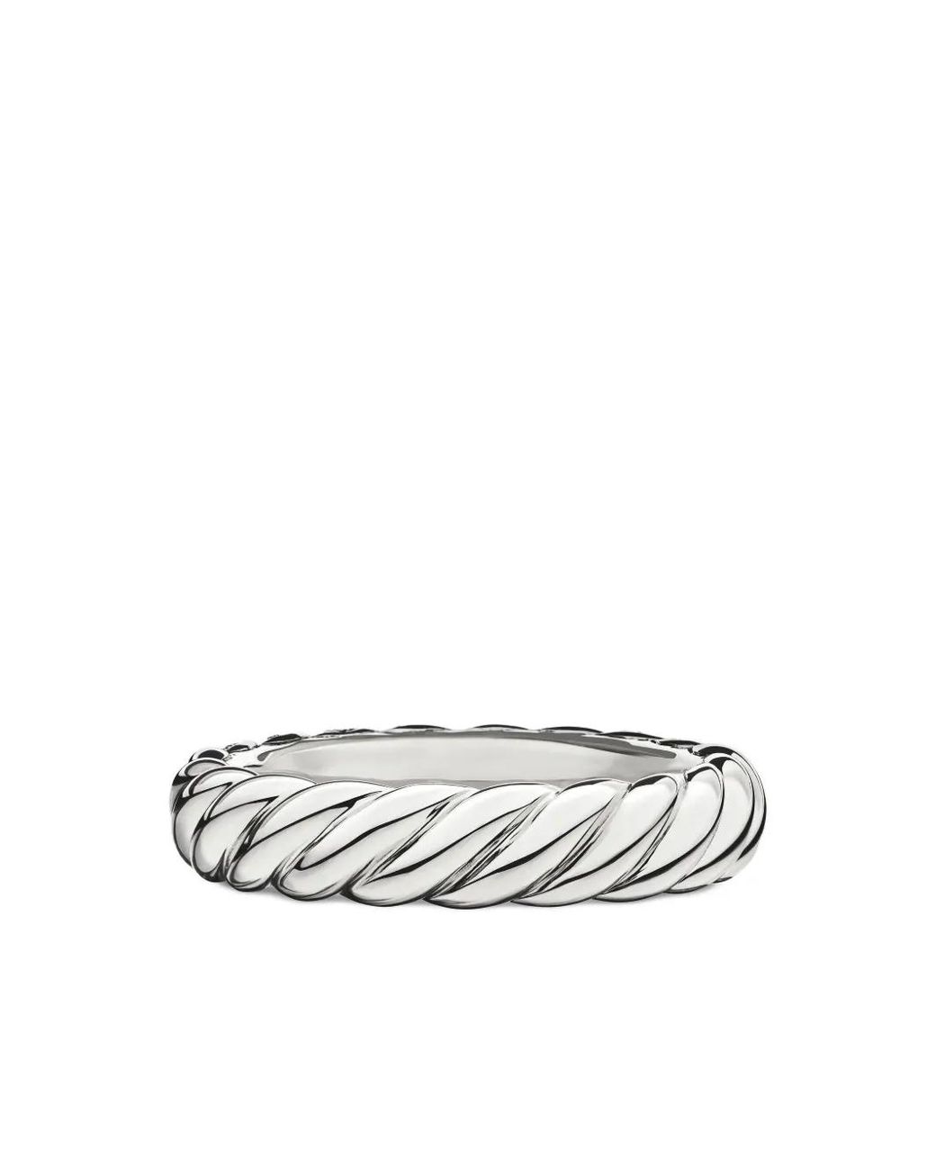 David Yurman White 18Kt Sculpted Cable Diamond Band Ring (4.6Mm)