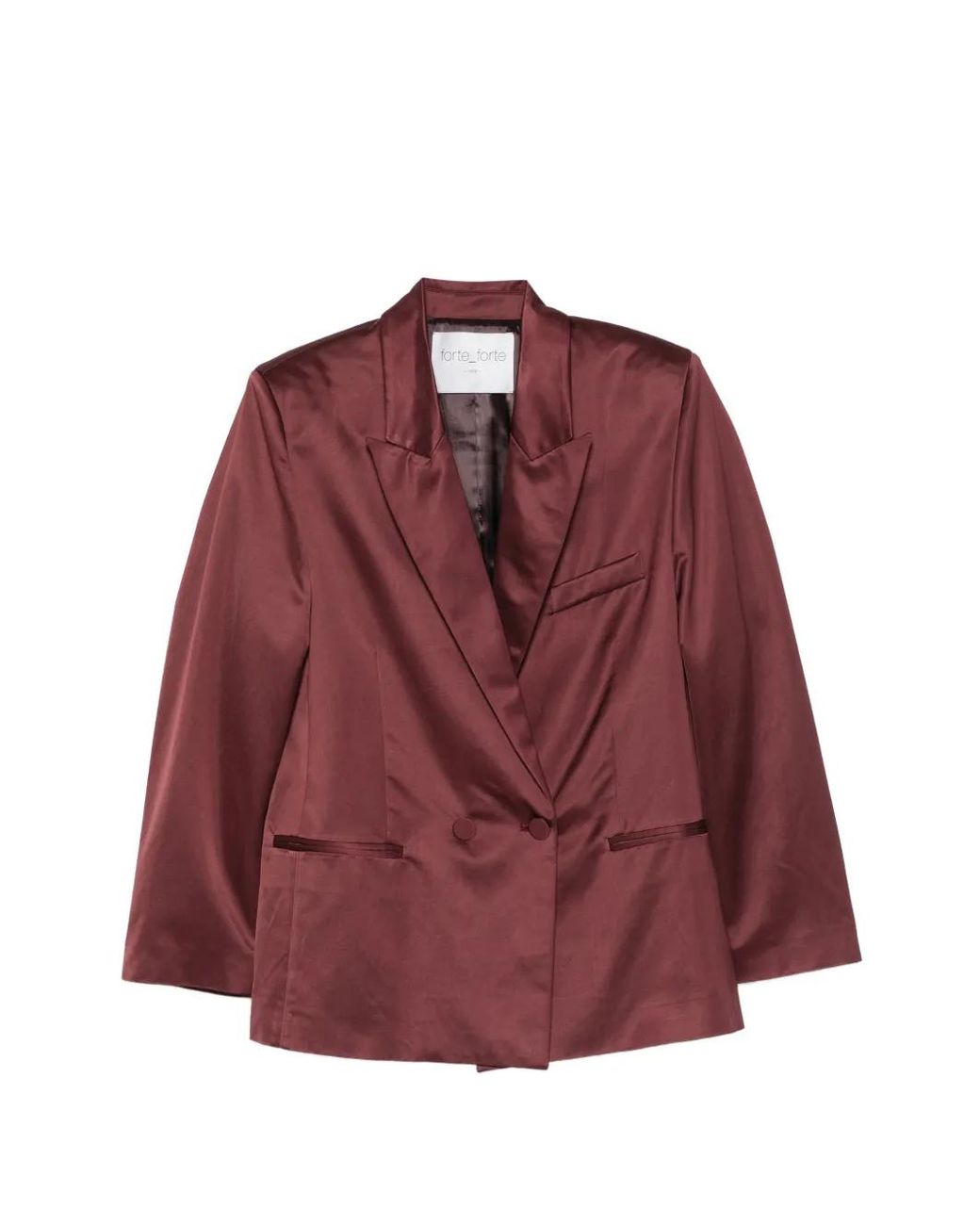Forte_forte Red Satin Double-Breasted Blazer