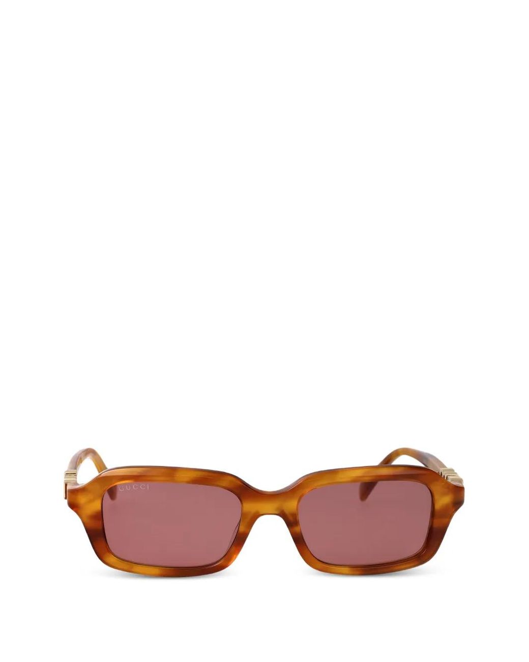 Gucci Pink Logo-Plaque Rectangle-Frame Sunglasses