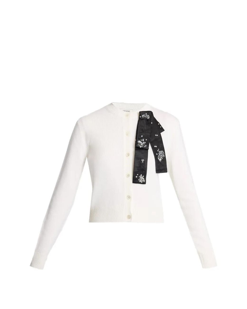 Erdem White Embellished Wool Cardigan