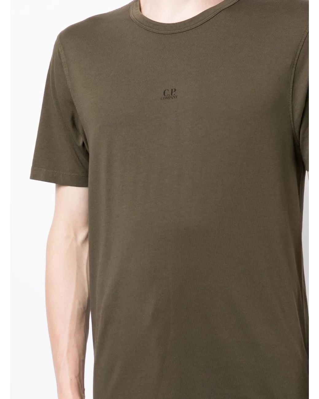 C P Company Green Logo-Print Cotton T-Shirt for men