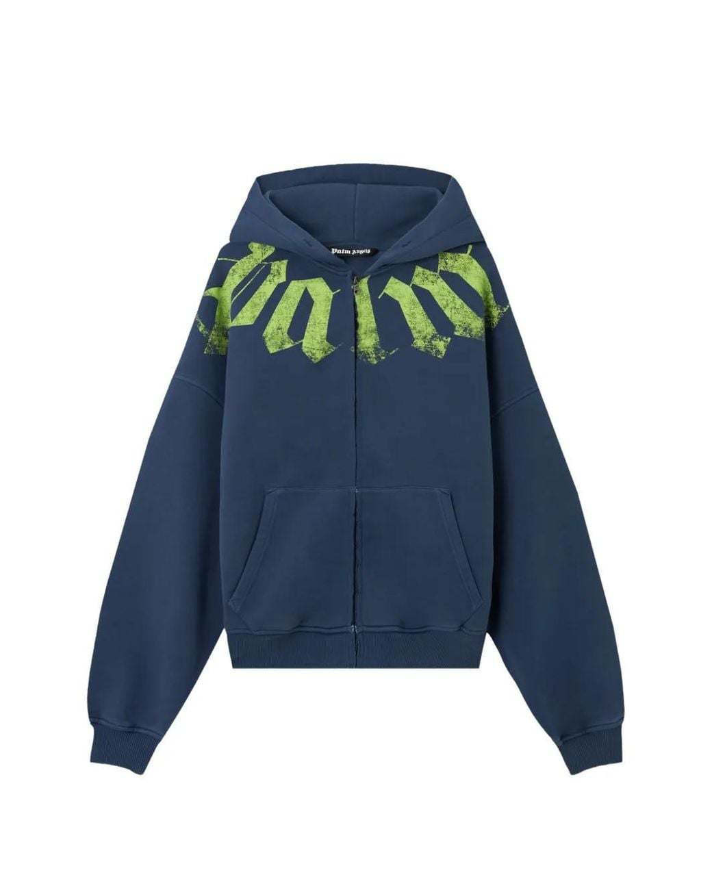 Palm Angels Blue Big Neck Logo Zip Hoodie for men
