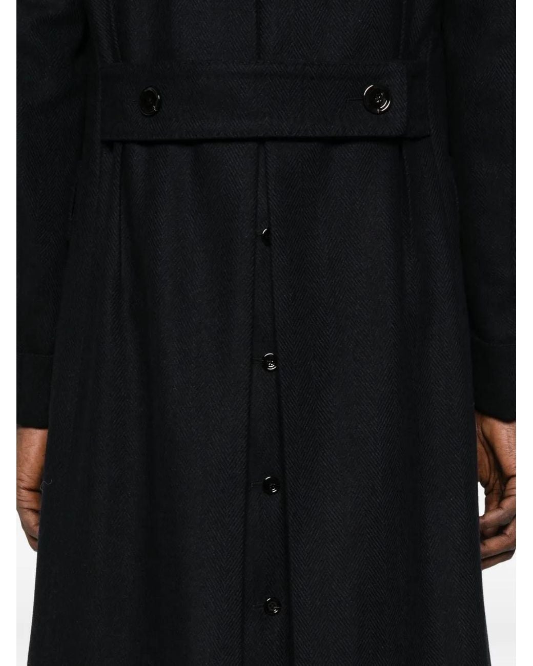 Lardini Black Double-Breasted Wool Coat for men