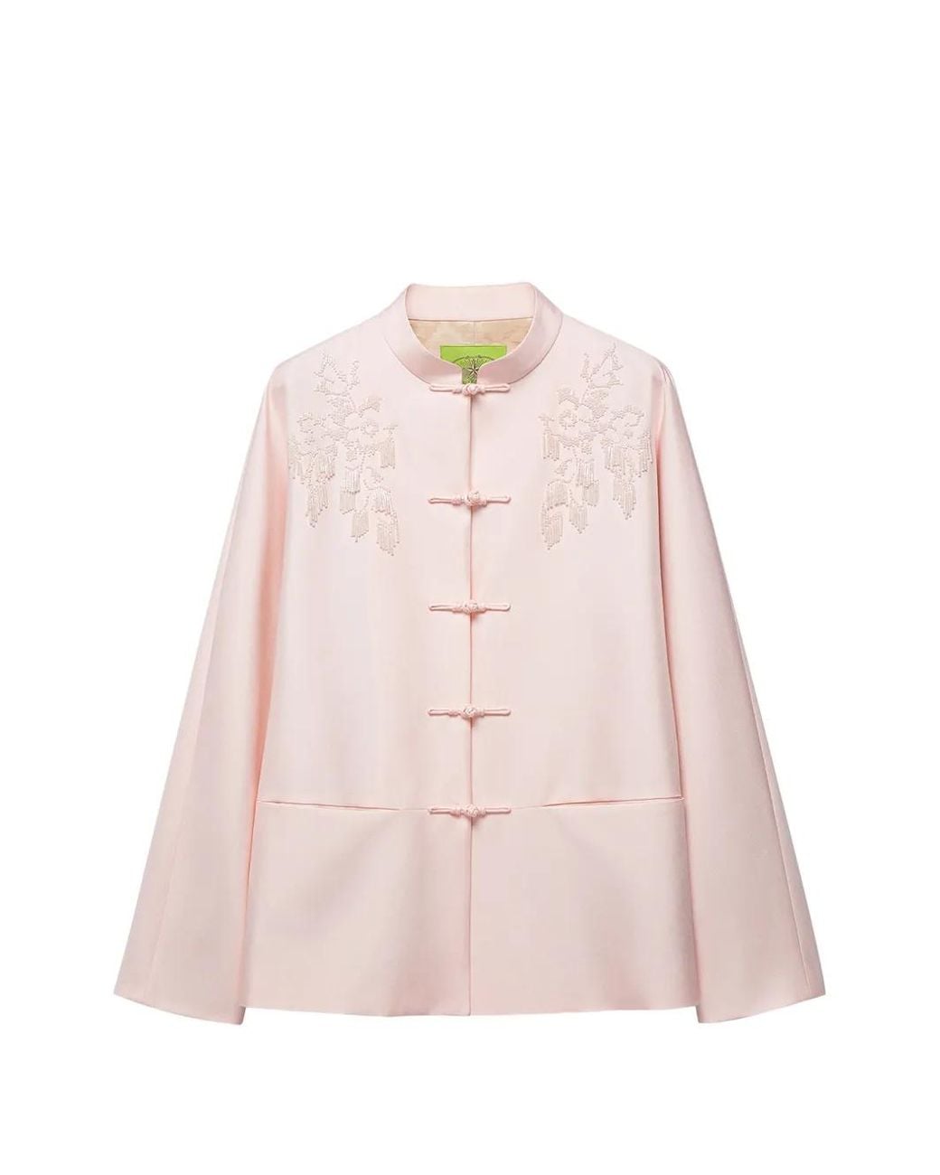 Shanghai Tang Pink Beaded Twwill Frog-Fastening Jacket