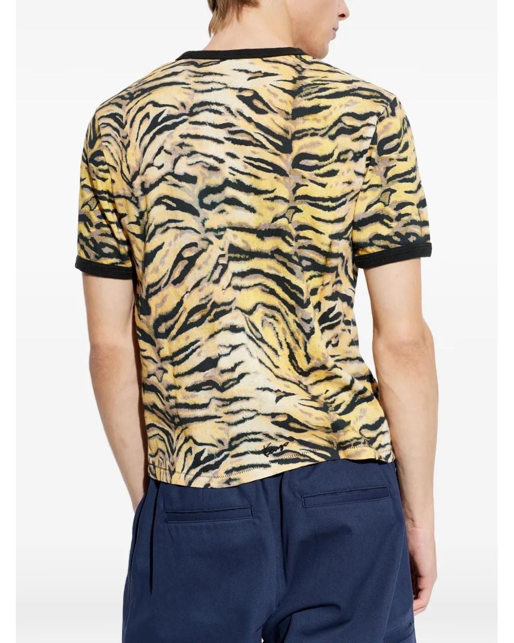 KENZO Natural Tiger-Print T-Shirt for men
