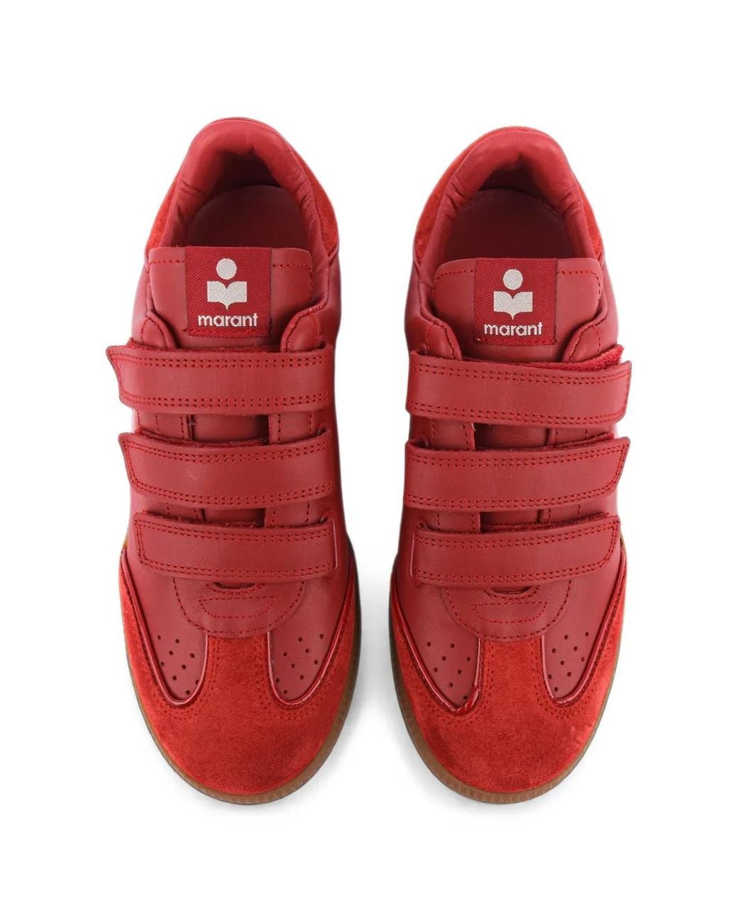 Isabel Marant Red Beth Touch-Strap Sneakers