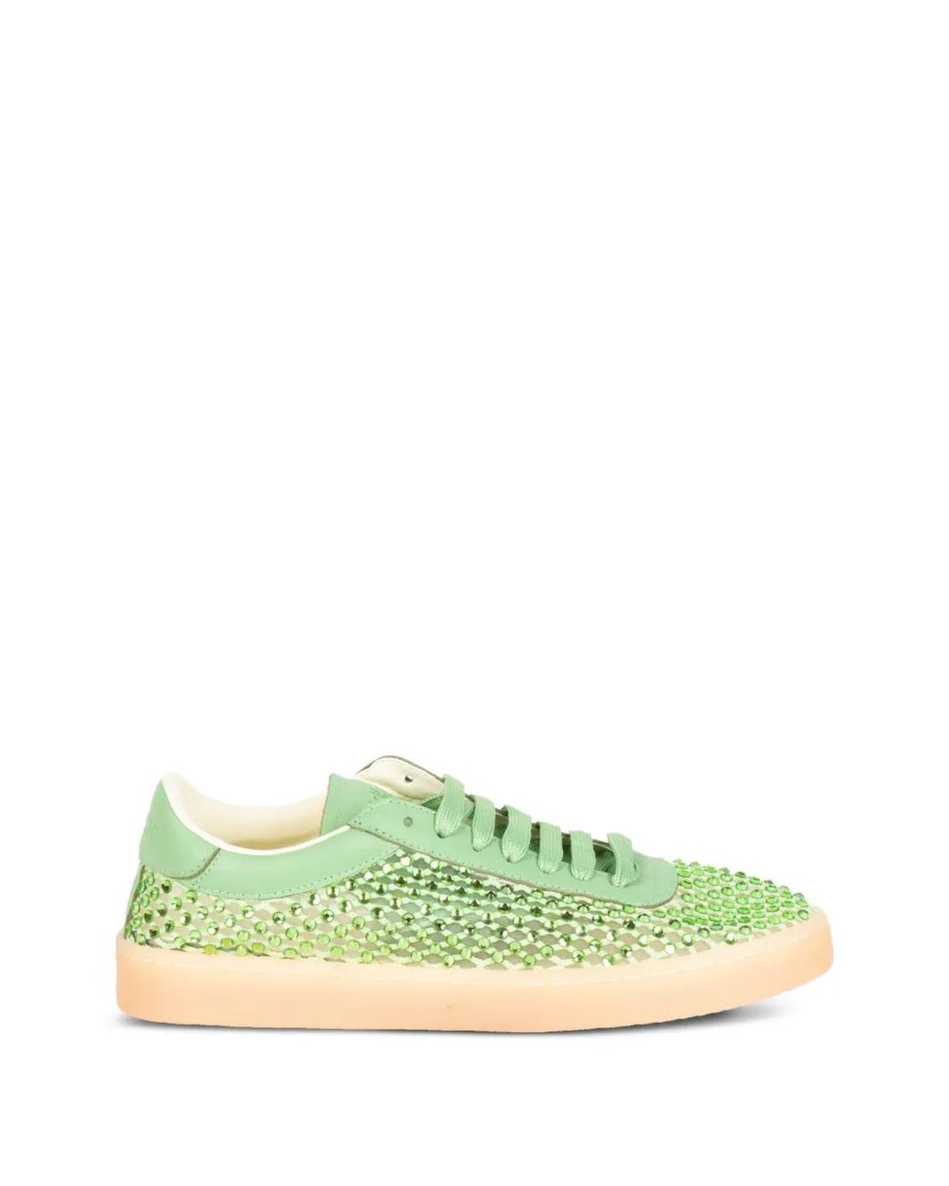 Back 70 Green Smart Strass Embellished Leather Sneakers
