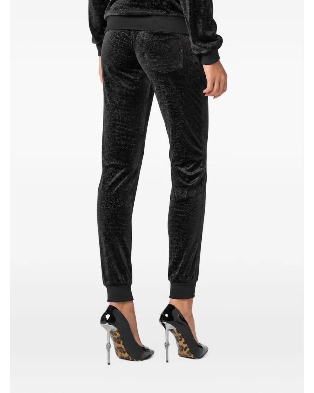 Philipp Plein Black Chenille Jogging Pants Cocco