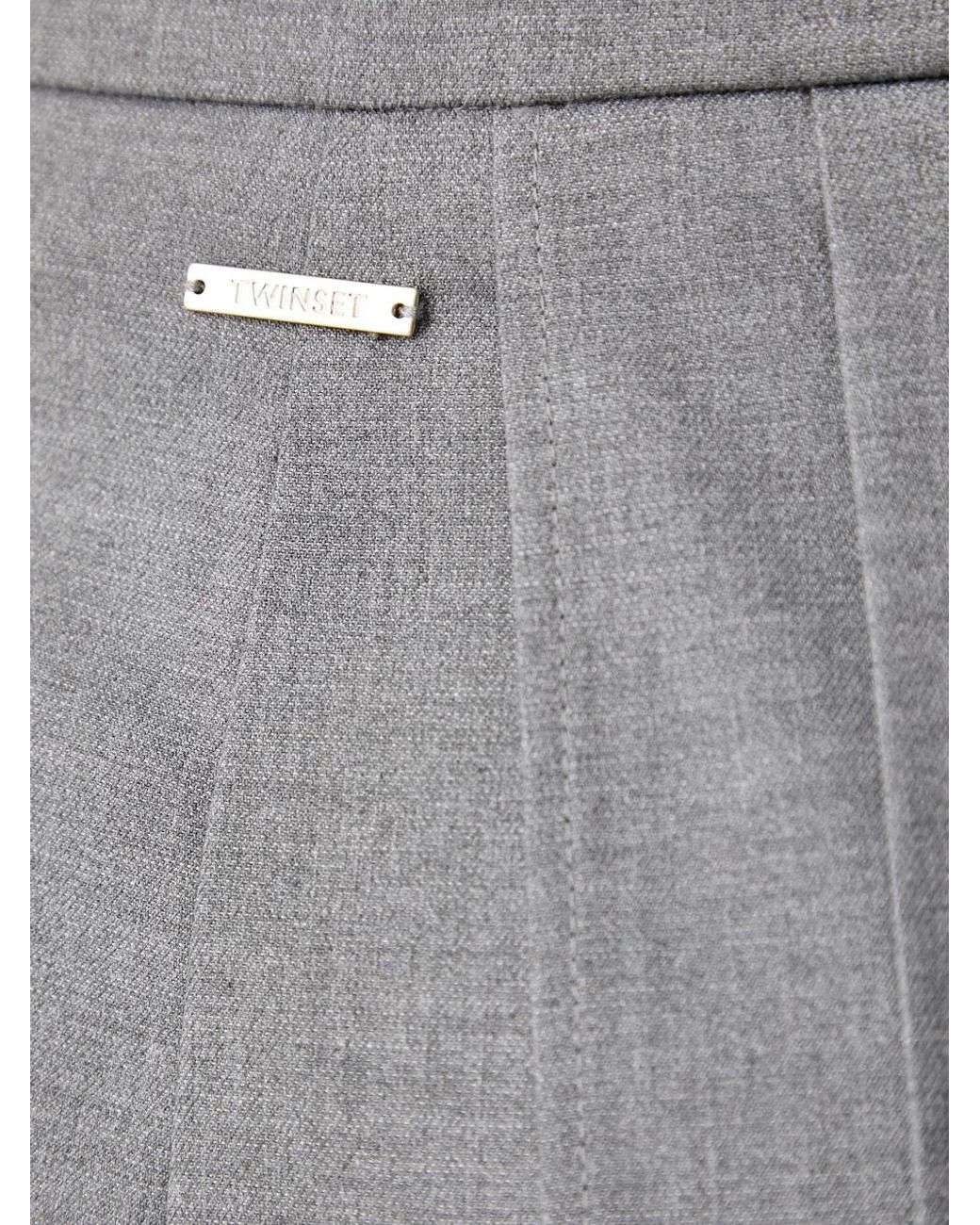 Twinset Gray Pleated-Overlay Skort