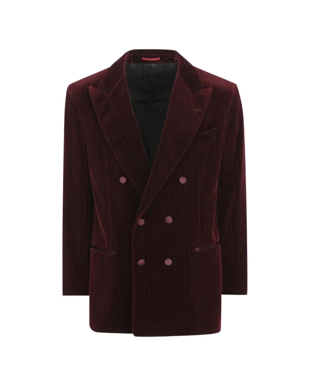 Brunello Cucinelli Purple Chalk Stripe Velvet One-And-A-Half Breasted Tuxedo Jacket With Peak Lapels for men