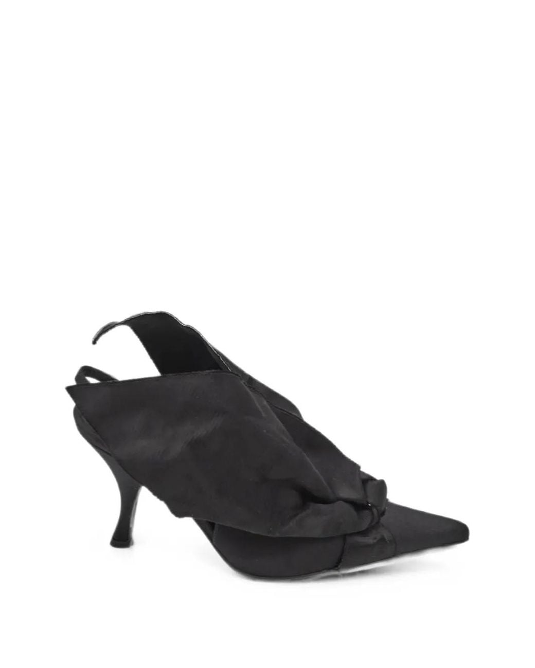 Moschino Black Oversize-Bow Satin Slingback Heeled Pumps