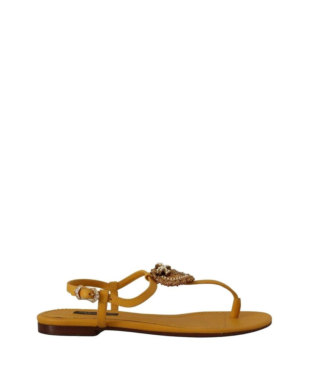 Dolce & Gabbana Metallic Devotion Embellished Leather Sandals