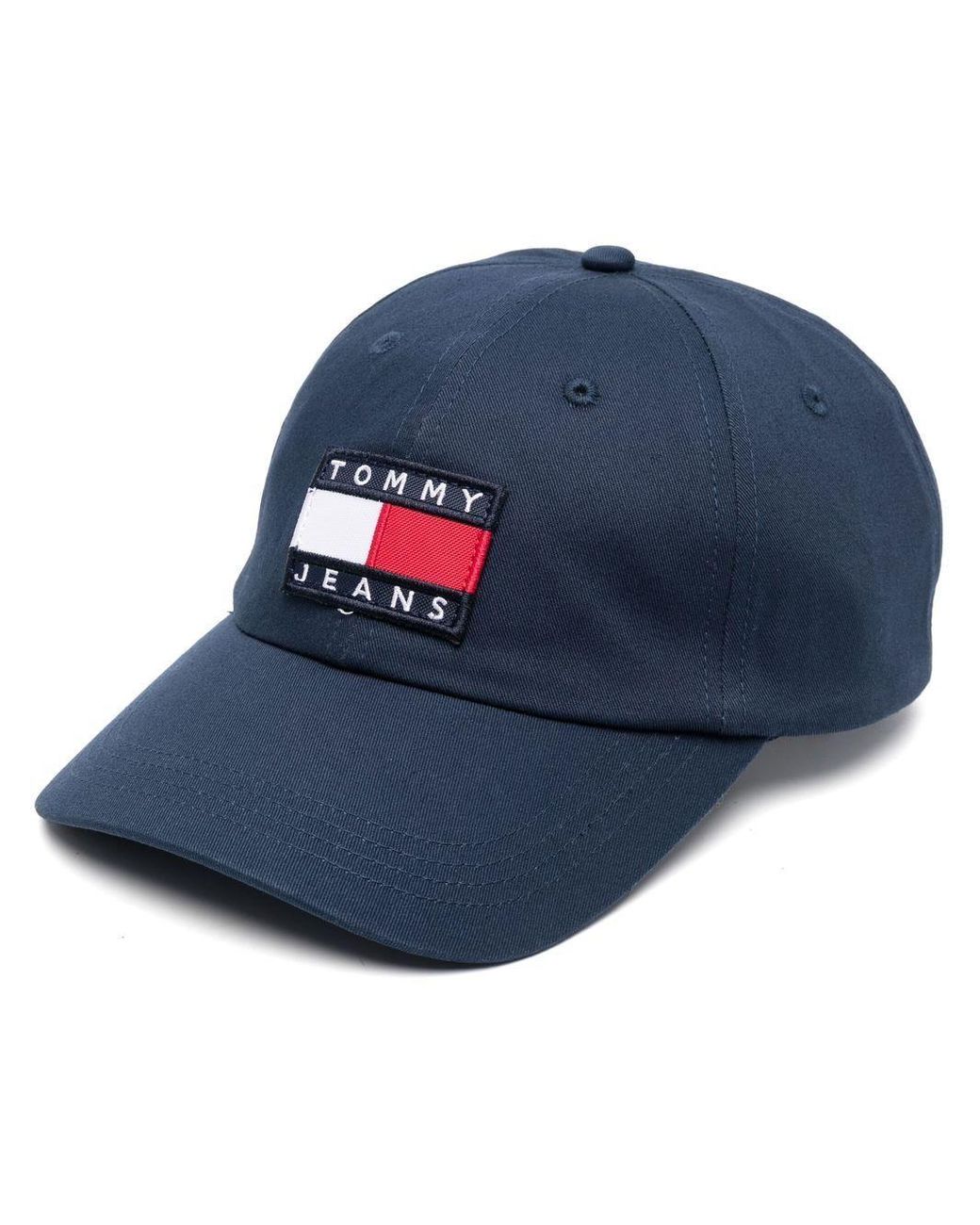 Tommy Hilfiger Logo-patch Cotton Cap in Blue for Men | Lyst