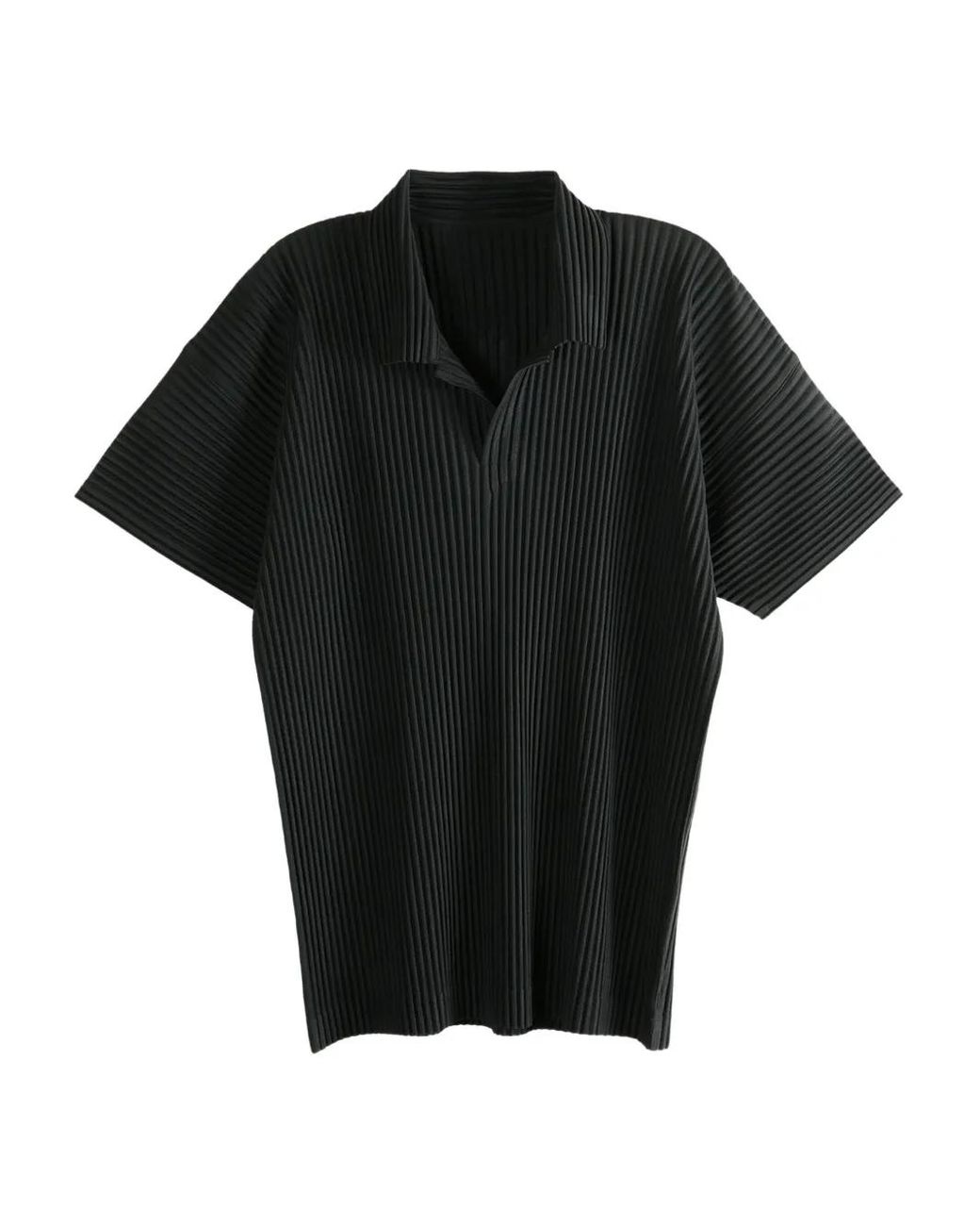 Homme Plissé Issey Miyake Black Basics Pleated Polo for men