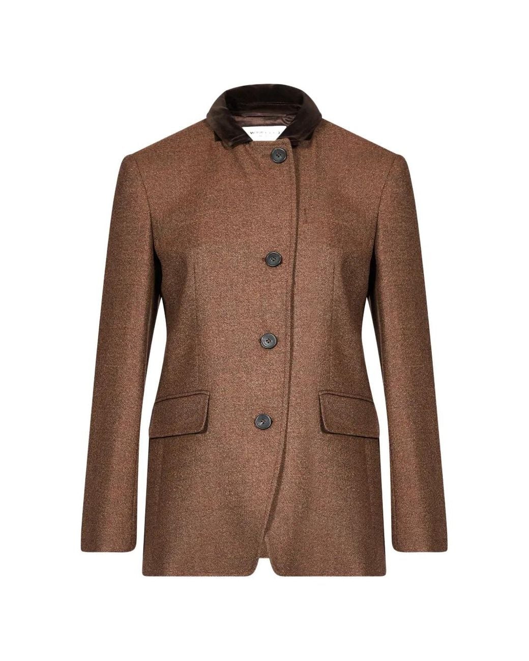 Weekend by Maxmara Brown Single-Breasted Wool Tweed Jacket
