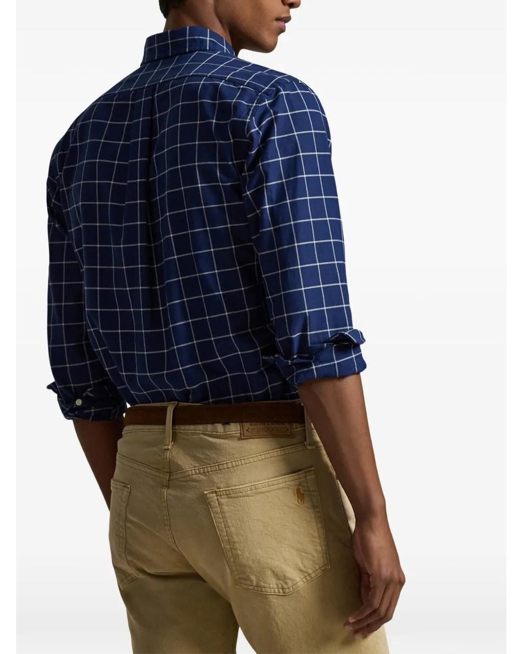 Polo Ralph Lauren Blue Logo-Embroidered Oxford Shirt for men
