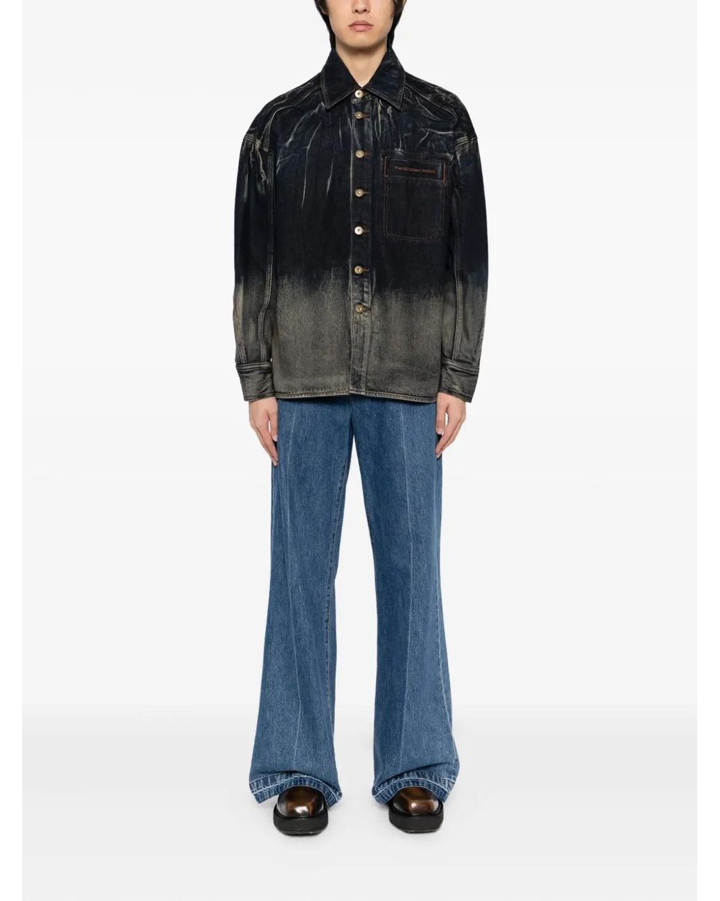 Feng Chen Wang Black Gradient Denim Jacket for men