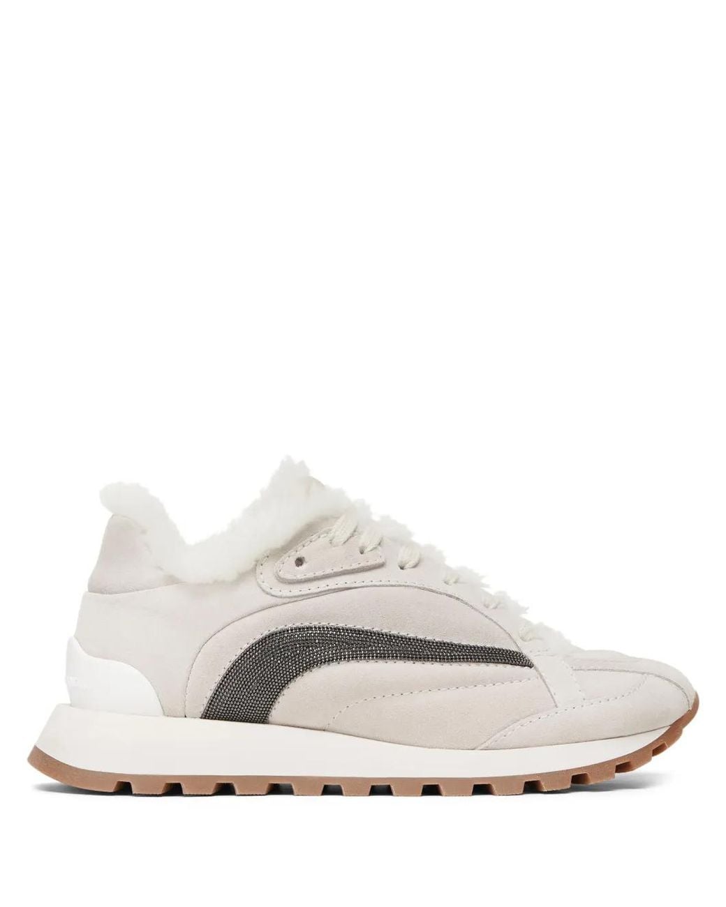 Brunello Cucinelli White Monili-Chain Sneakers