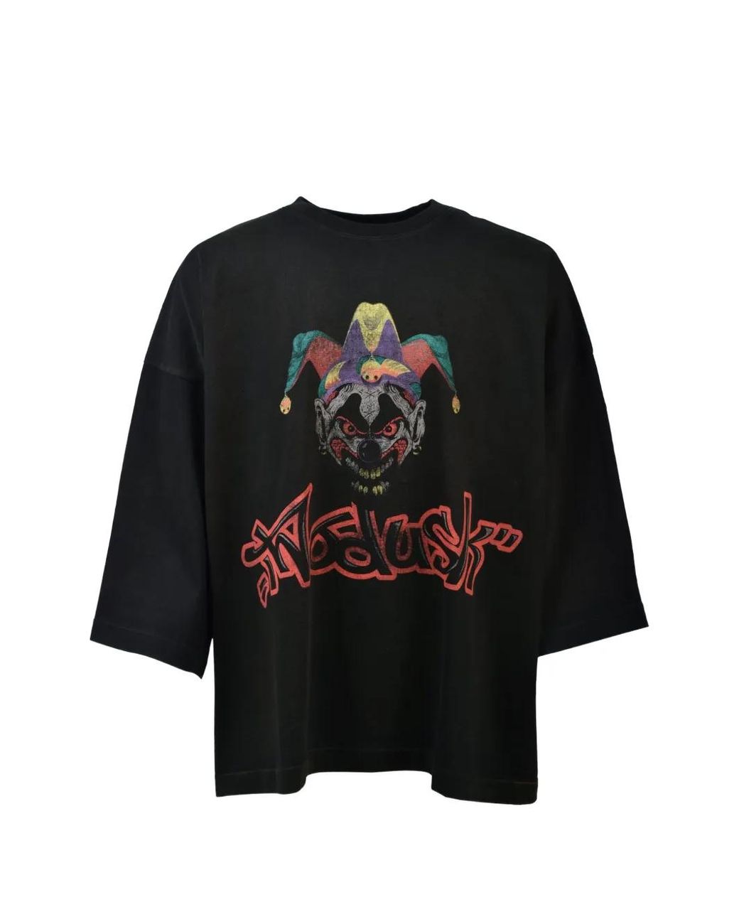 Intodusk Black Urban Clown Graphic-Print T-Shirt for men