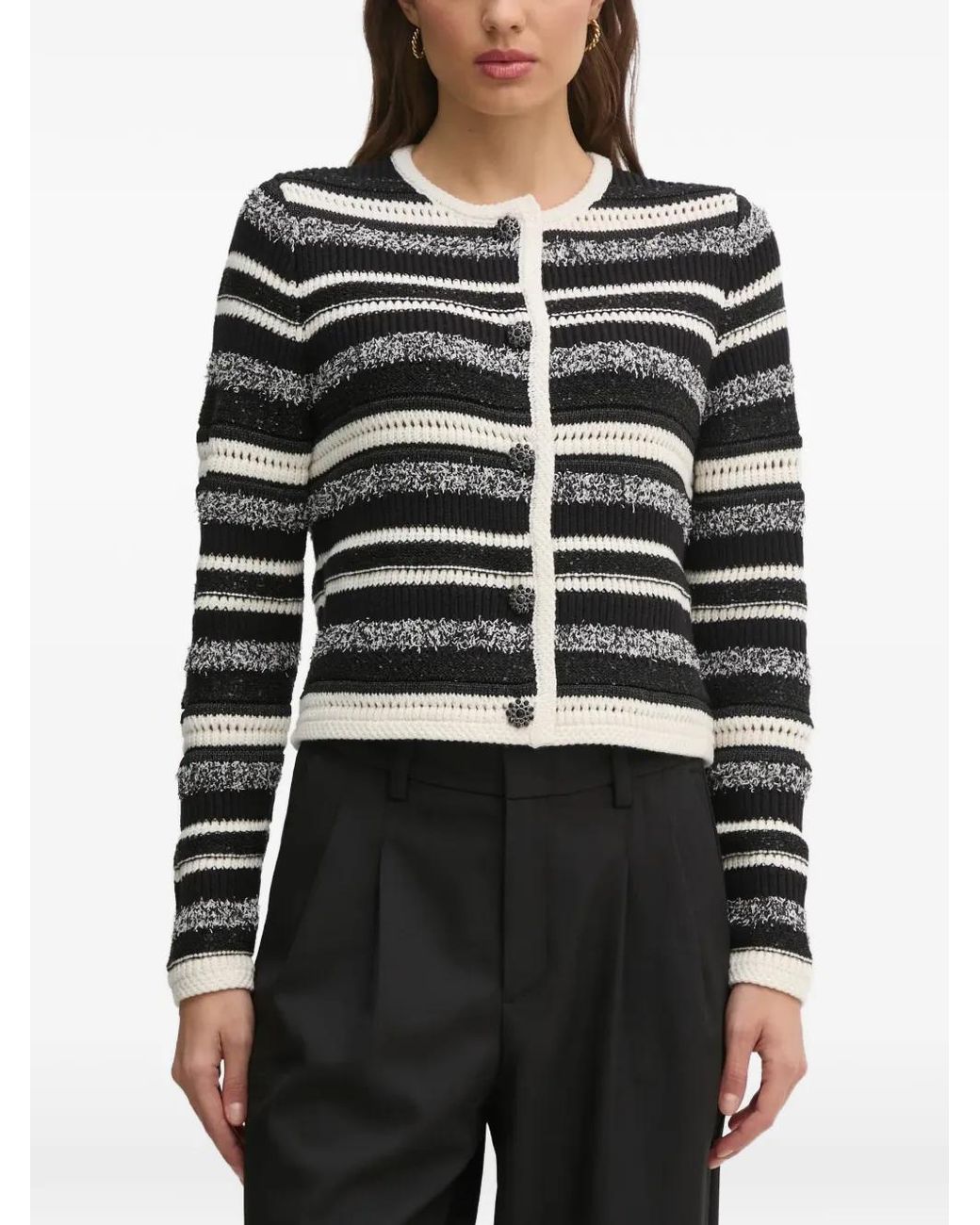 Ouí Black Striped Cardigan