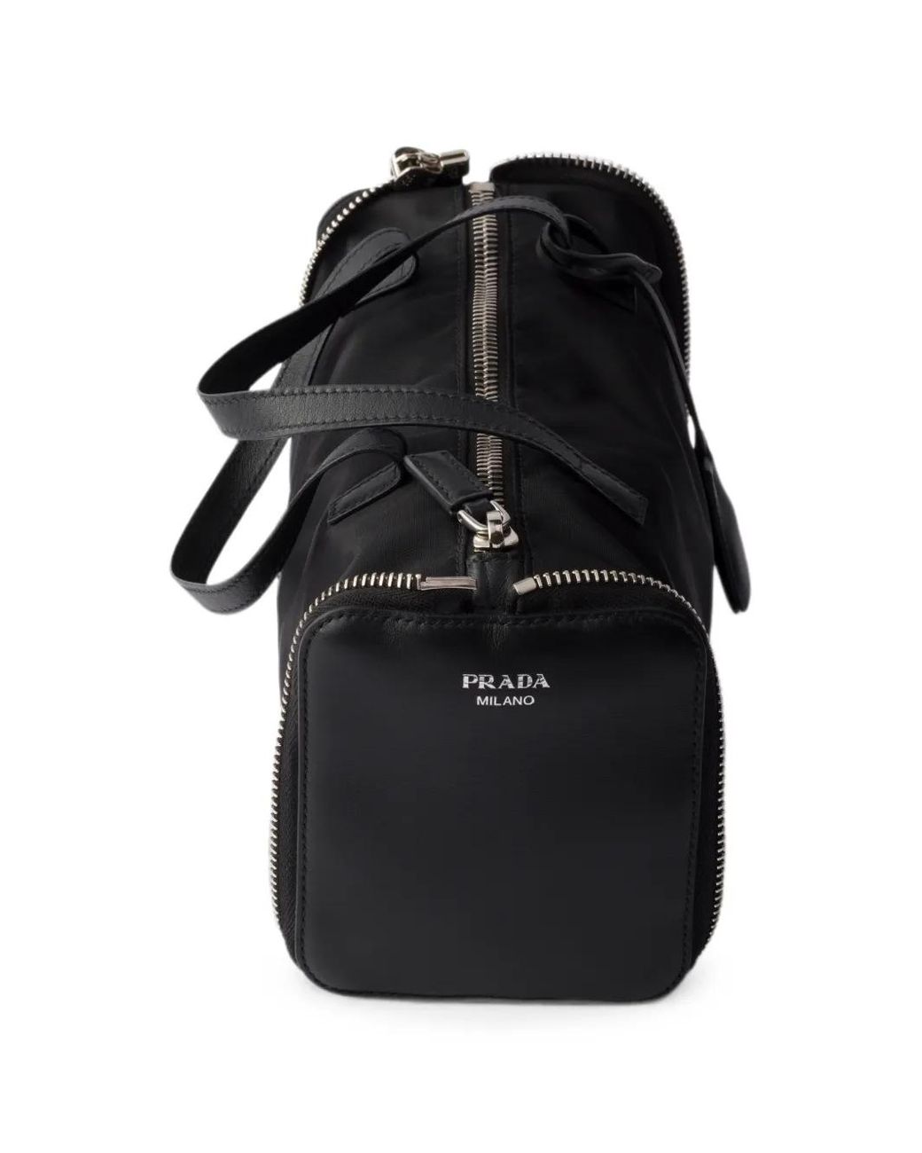 Prada Black Re-Nylon And Leather Foldable Mini Duffel Bag
