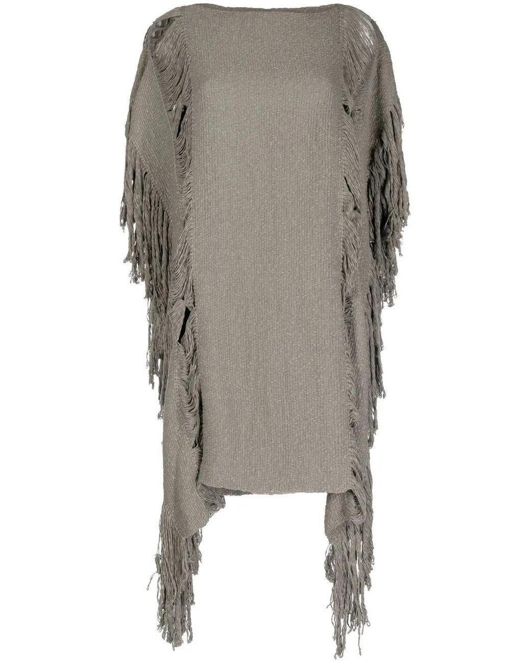 Voz Gray Lace Fringe-Detail Tunic