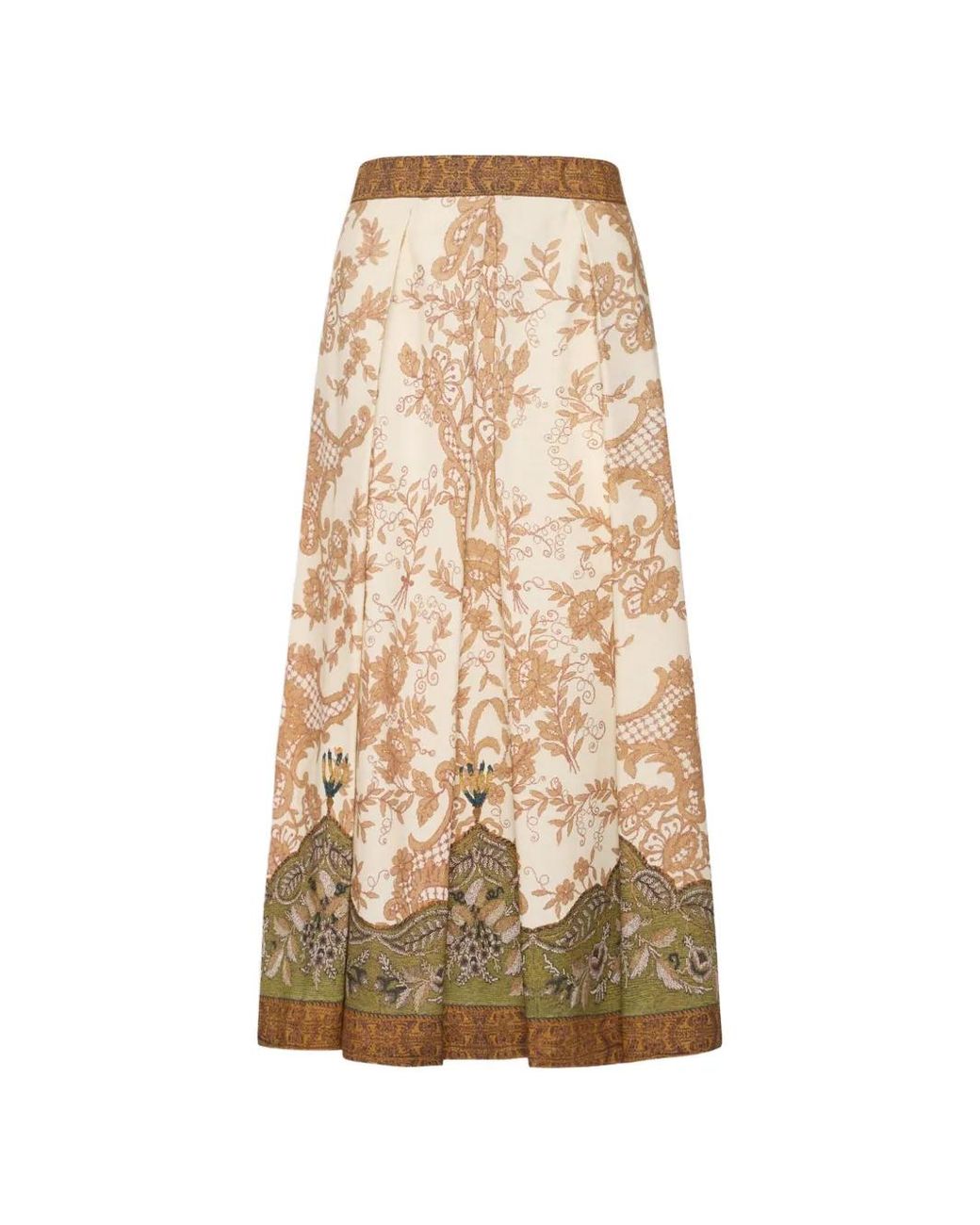 Pierre Louis Mascia Natural Beatex Floral-Detail Midi Skirt