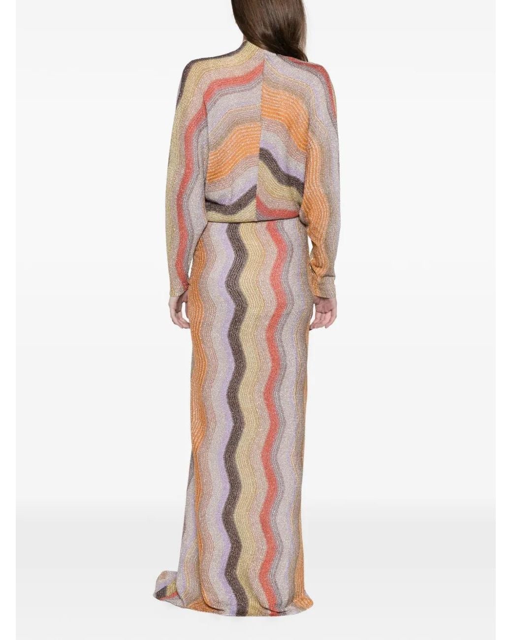 Missoni White Long Dress With Deep V-Neckline
