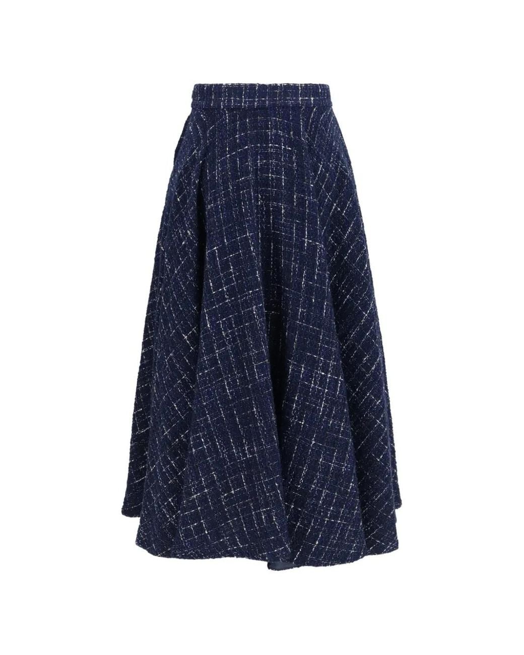 Sara Roka Blue Tabba 85 Check-Pattern Flared Skirt