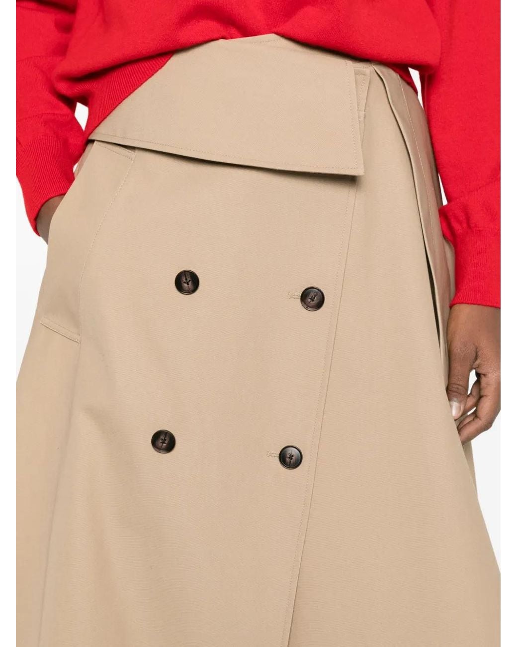 Rohe Natural Asymmetric Double-Layer Midi Skirt