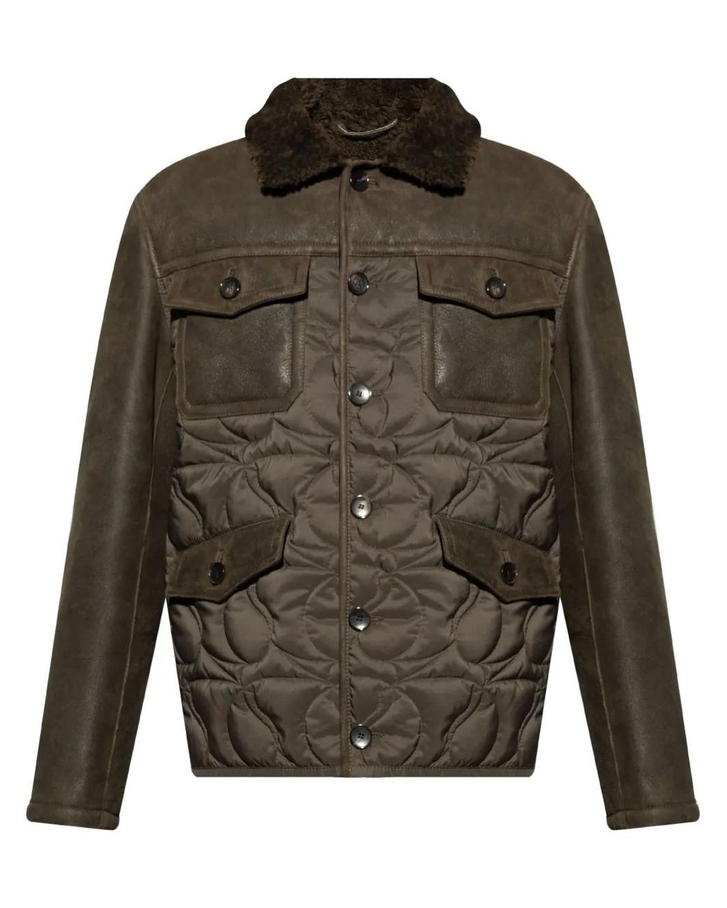 Etro Green Jacket With Fur Collar for men